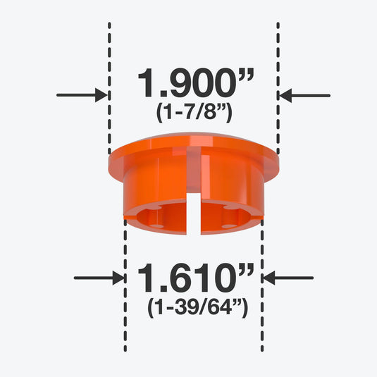 1-1/2 in. Internal Furniture Grade PVC Dome Cap - Orange - FORMUFIT