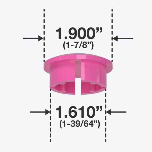 1-1/2 in. Internal Furniture Grade PVC Dome Cap - Pink - FORMUFIT