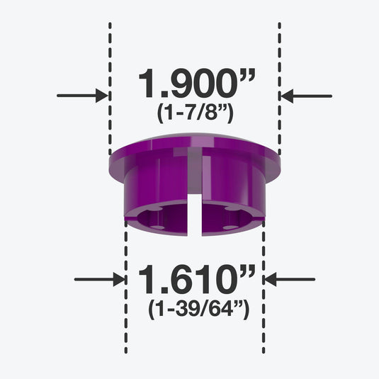 1-1/2 in. Internal Furniture Grade PVC Dome Cap - Purple - FORMUFIT