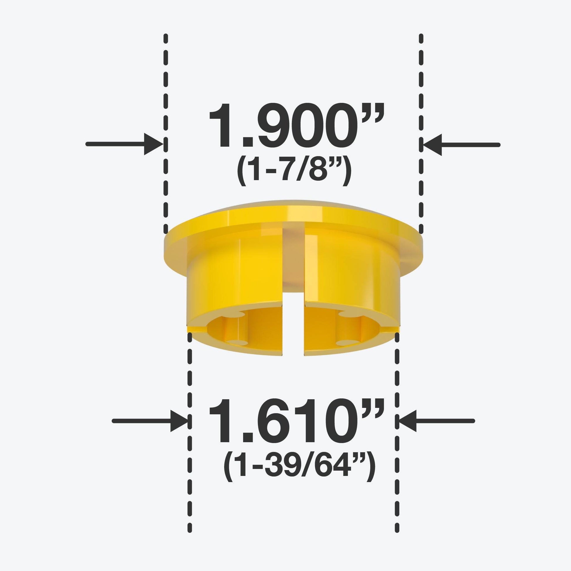 1-1/2 in. Internal Furniture Grade PVC Dome Cap - Yellow - FORMUFIT