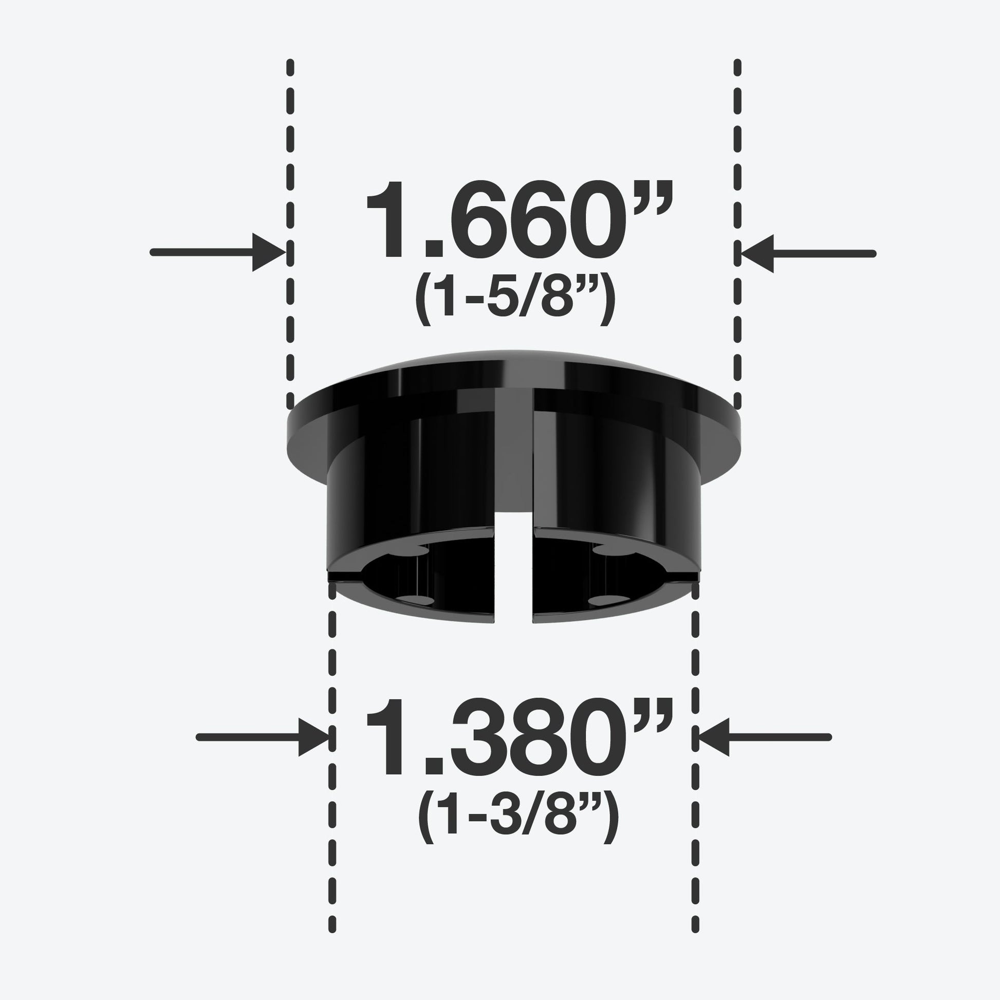 1-1/4 in. Internal Furniture Grade PVC Dome Cap - Black - FORMUFIT