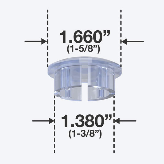 1-1/4 in. Internal Furniture Grade PVC Dome Cap - Clear - FORMUFIT