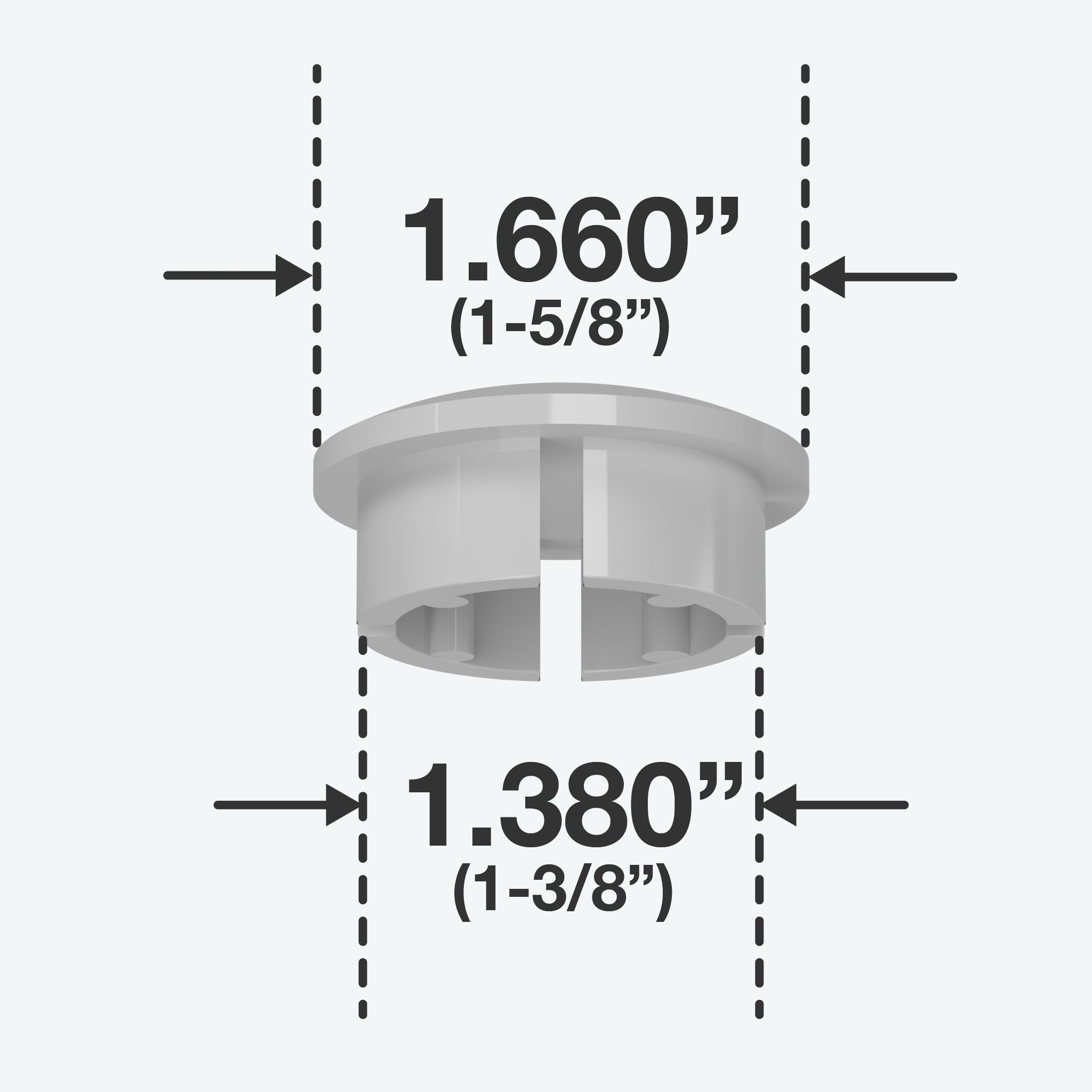 1-1/4 in. Internal Furniture Grade PVC Dome Cap - Gray - FORMUFIT