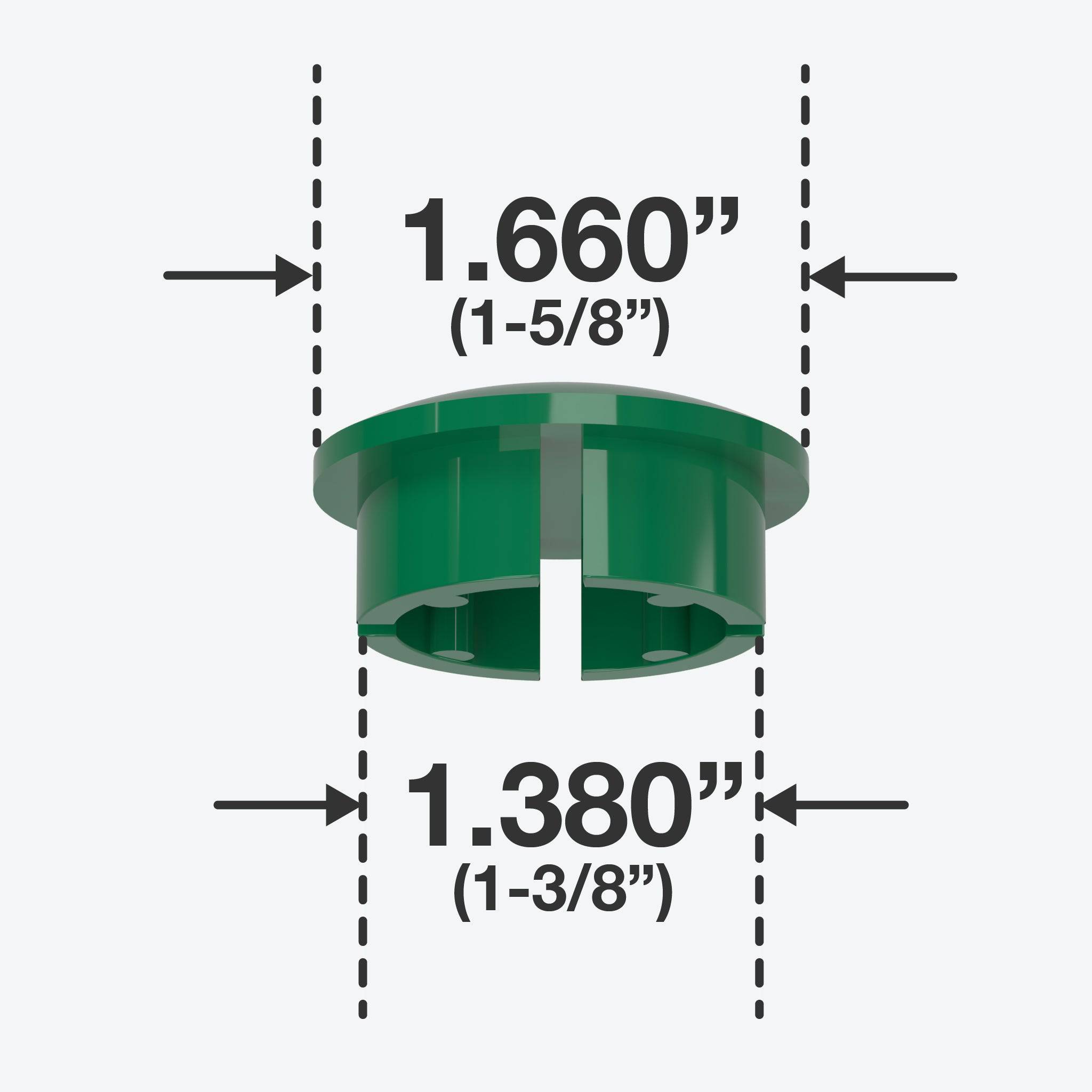 1-1/4 in. Internal Furniture Grade PVC Dome Cap - Green - FORMUFIT