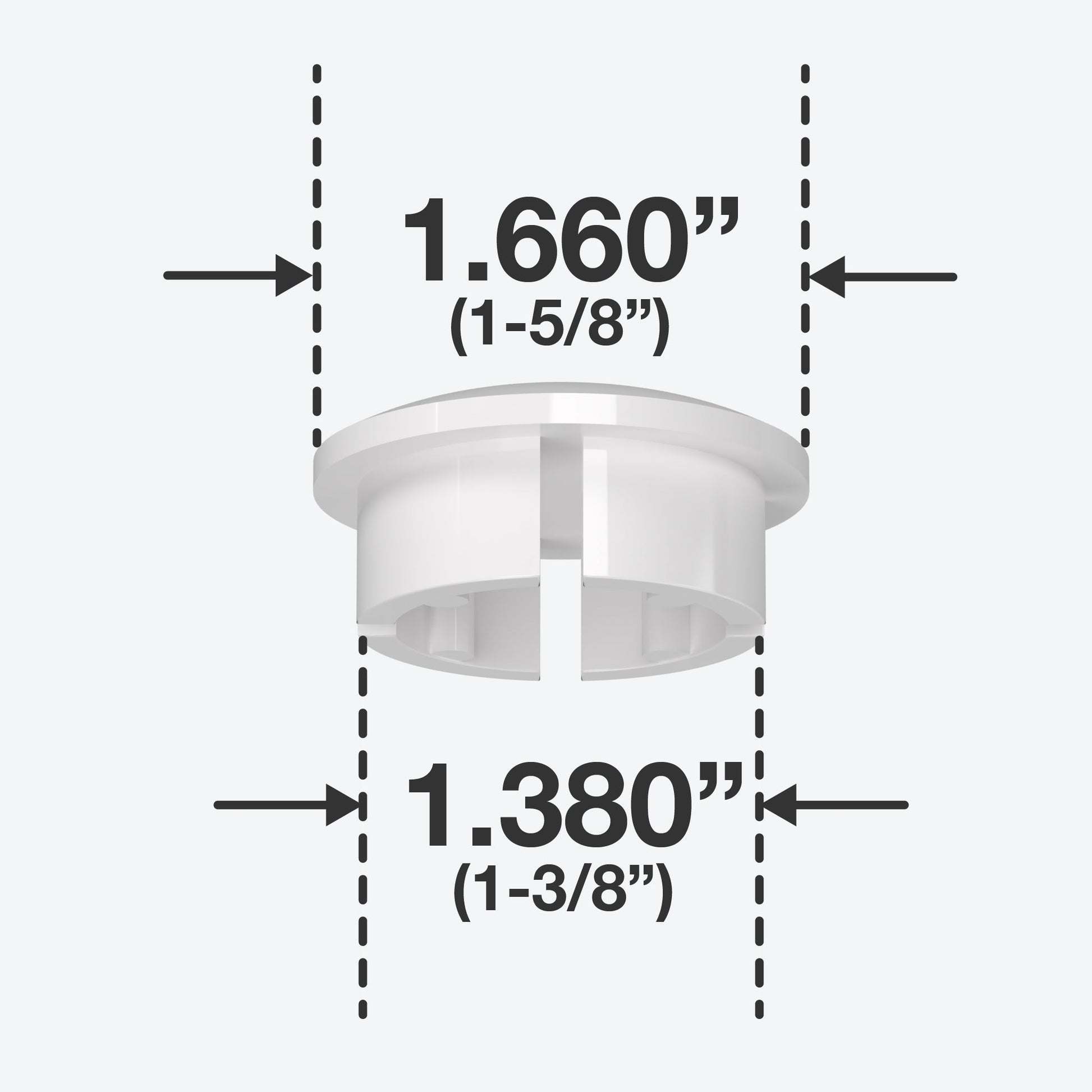 1-1/4 in. Internal Furniture Grade PVC Dome Cap - White - FORMUFIT