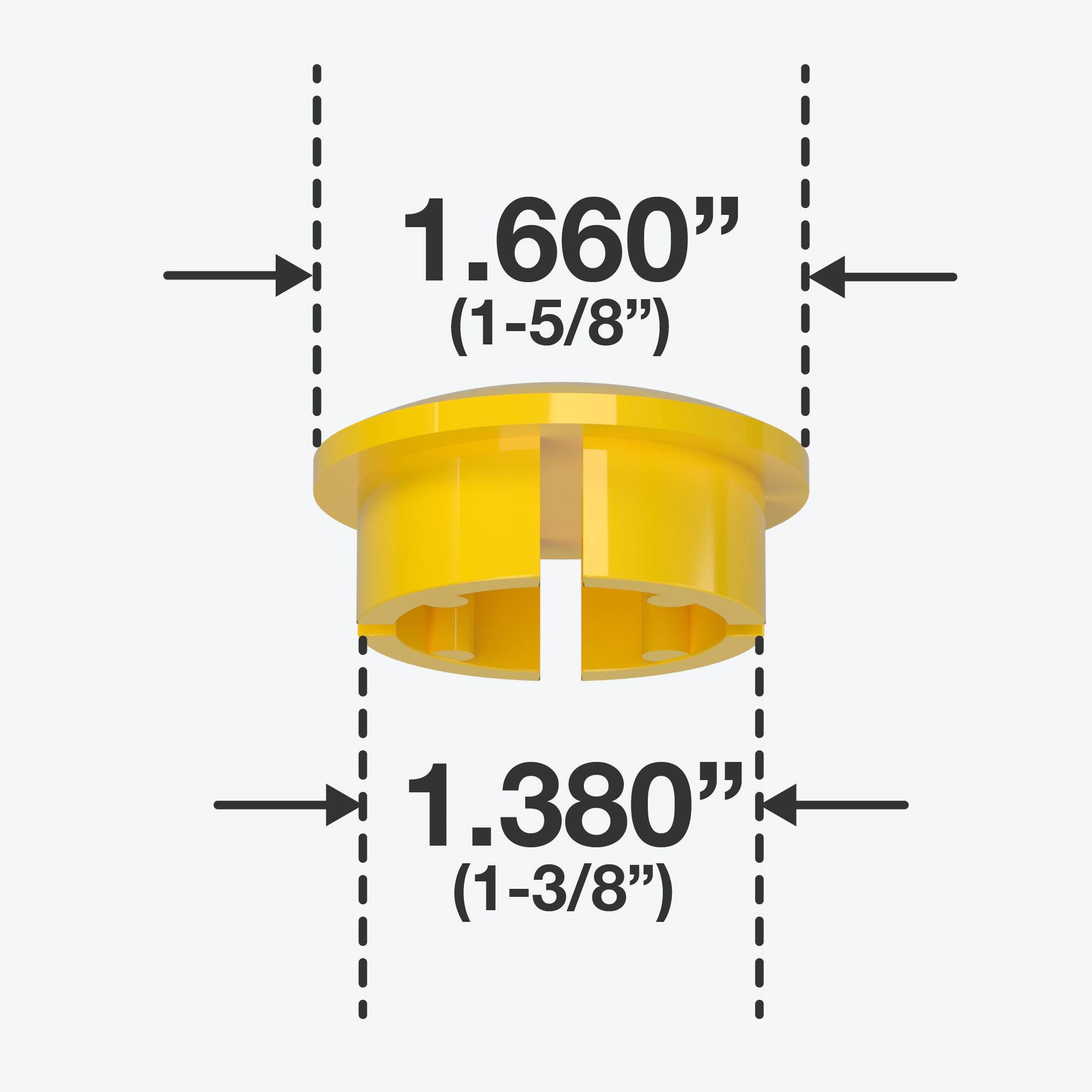 1-1/4 in. Internal Furniture Grade PVC Dome Cap - Yellow - FORMUFIT