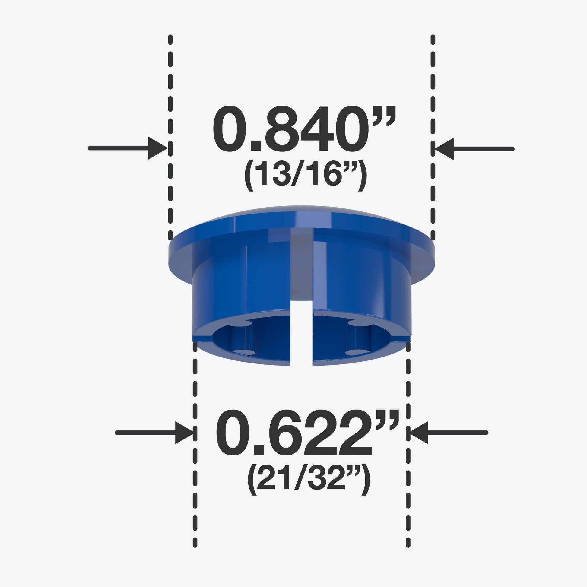 1/2 in. Internal Furniture Grade PVC Dome Cap - Blue - FORMUFIT