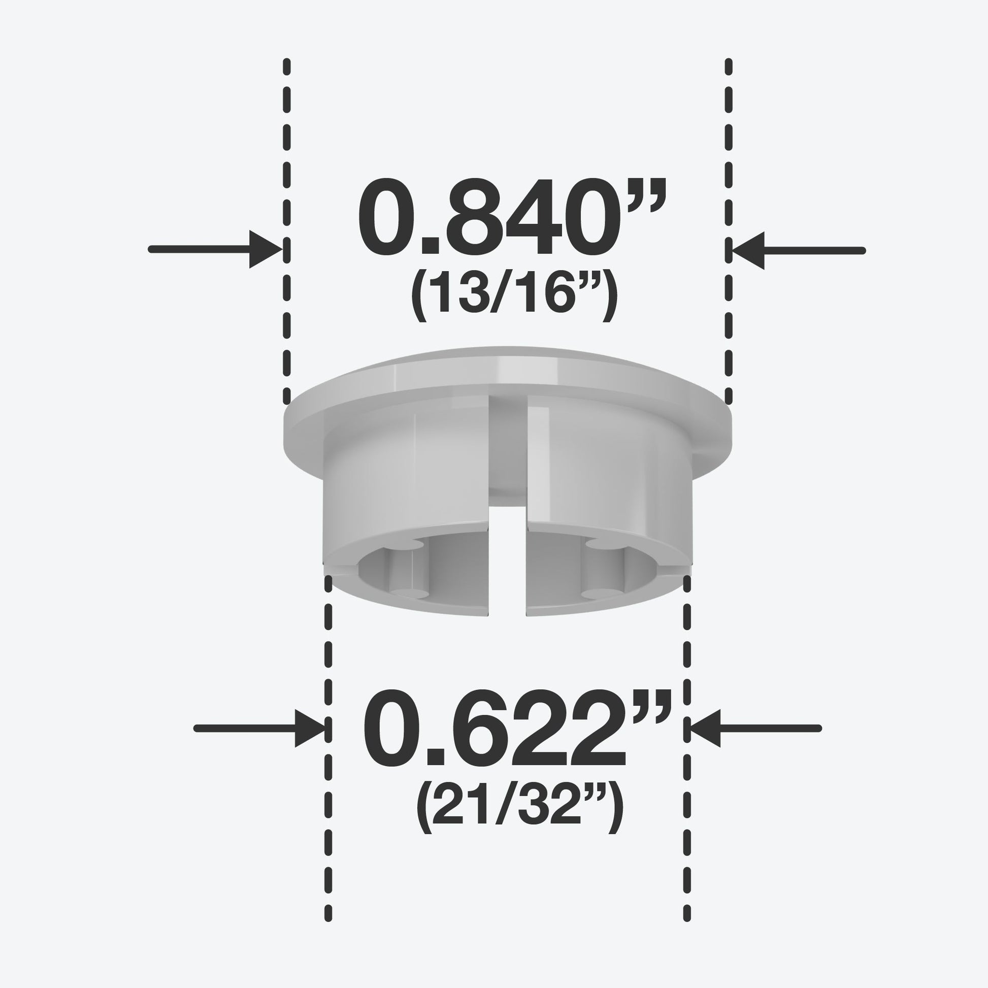 1/2 in. Internal Furniture Grade PVC Dome Cap - Gray - FORMUFIT