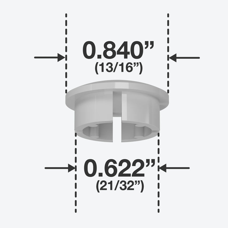 Load image into Gallery viewer, 1/2 in. Internal Furniture Grade PVC Dome Cap - Gray - FORMUFIT
