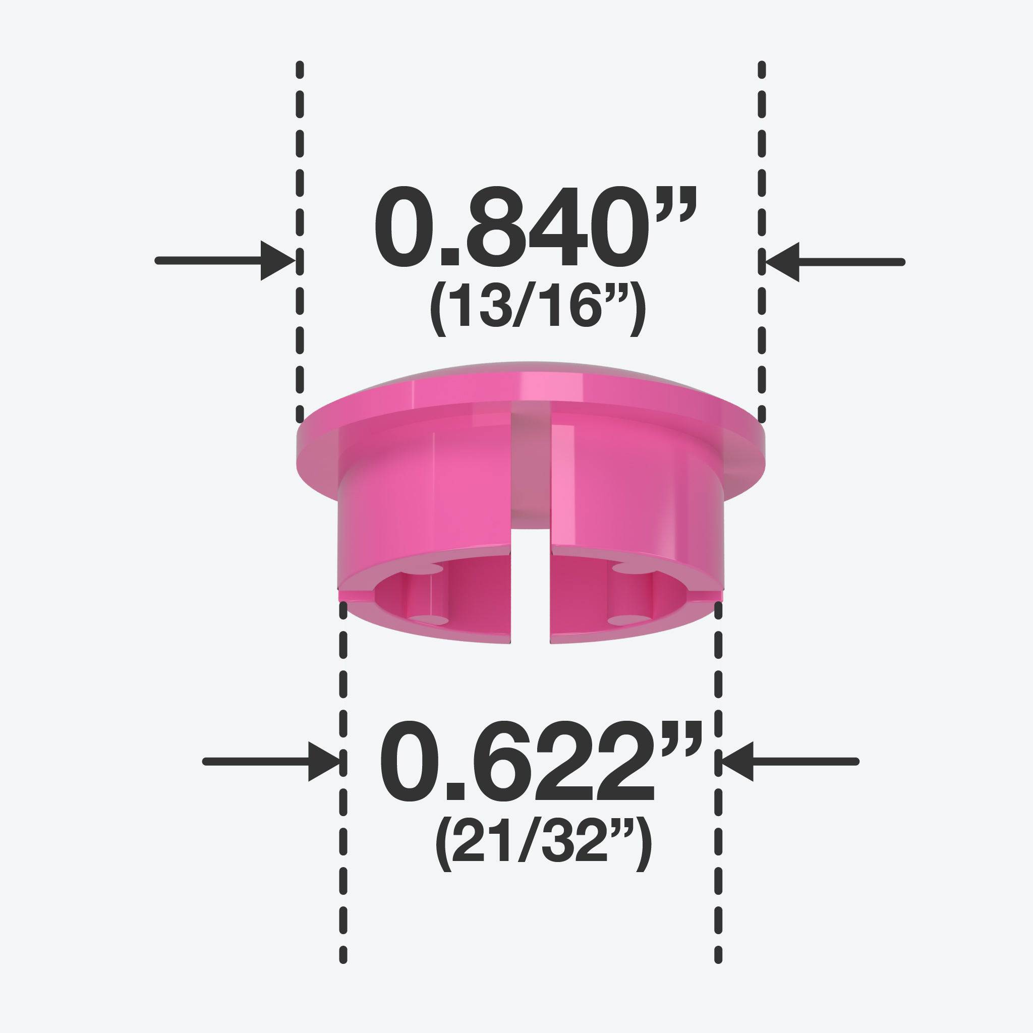 1/2 in. Internal Furniture Grade PVC Dome Cap - Pink - FORMUFIT