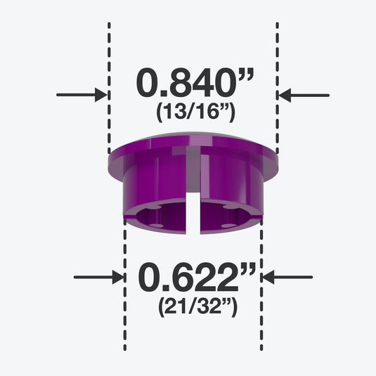 1/2 in. Internal Furniture Grade PVC Dome Cap - Purple - FORMUFIT