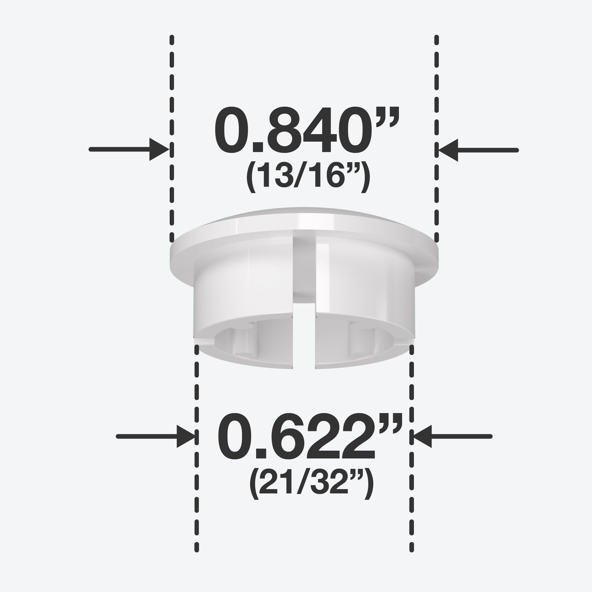 1/2 in. Internal Furniture Grade PVC Dome Cap - White - FORMUFIT