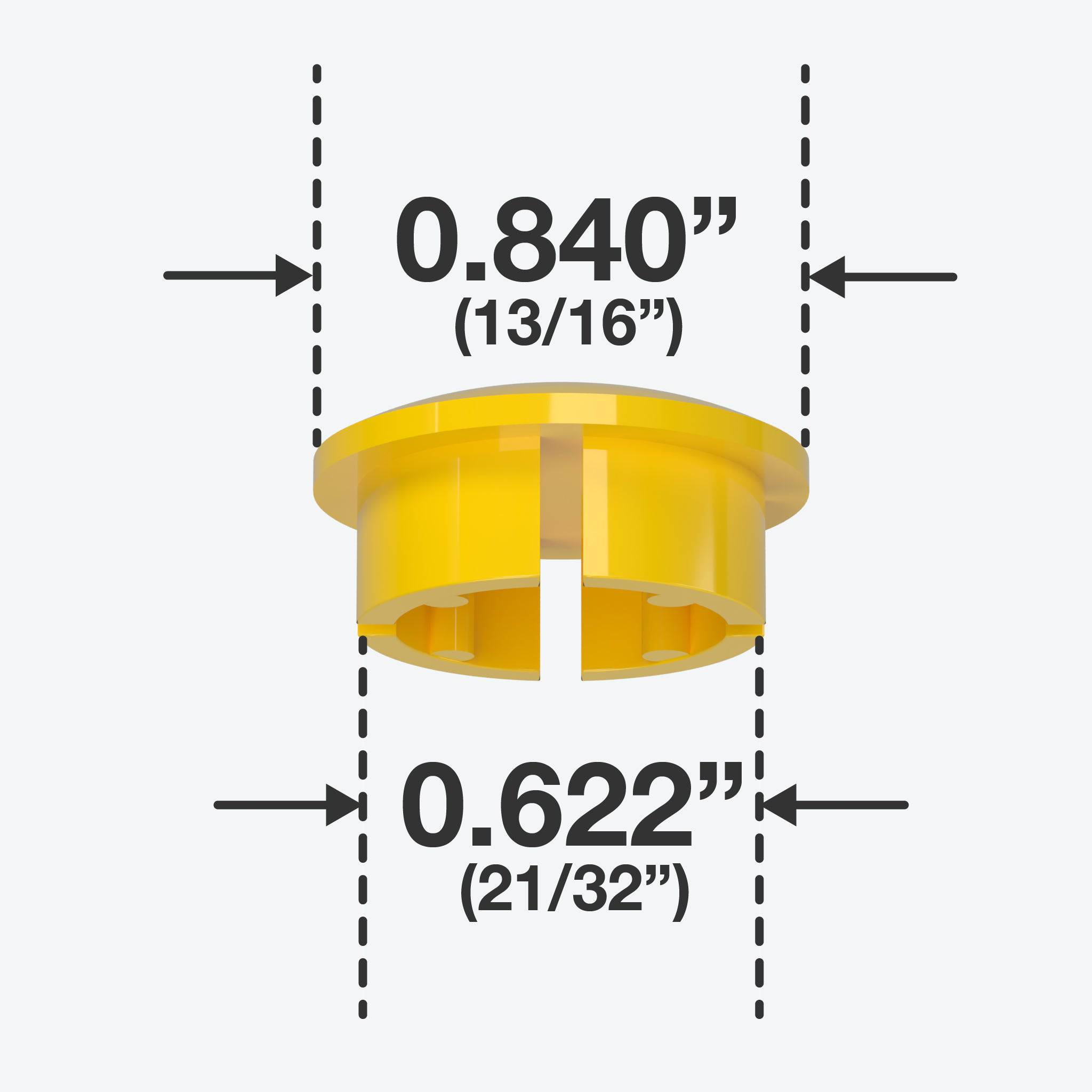 1/2 in. Internal Furniture Grade PVC Dome Cap - Yellow - FORMUFIT