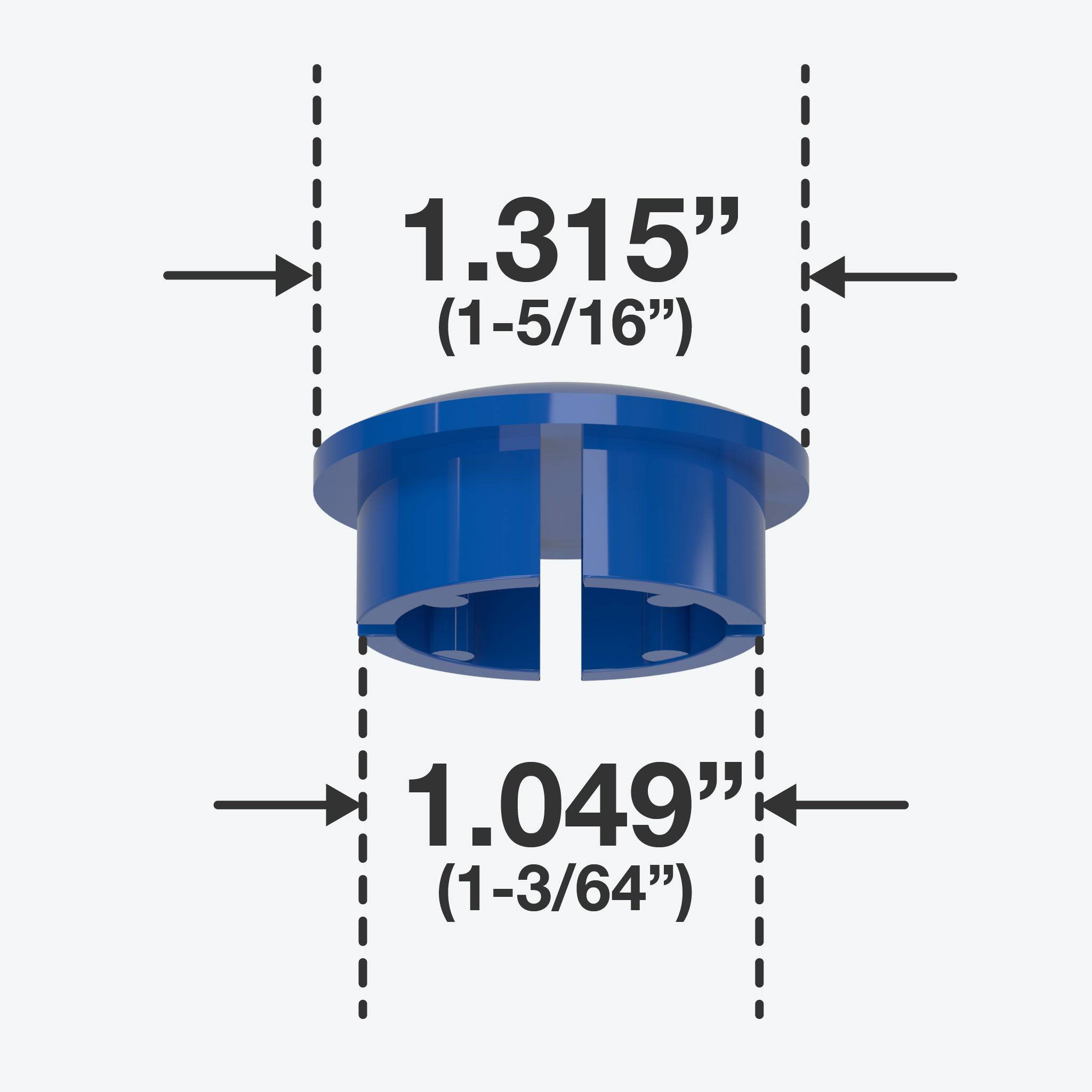 1 in. Internal Furniture Grade PVC Dome Cap - Blue - FORMUFIT