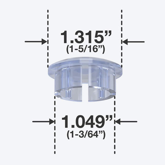 1 in. Internal Furniture Grade PVC Dome Cap - Clear - FORMUFIT