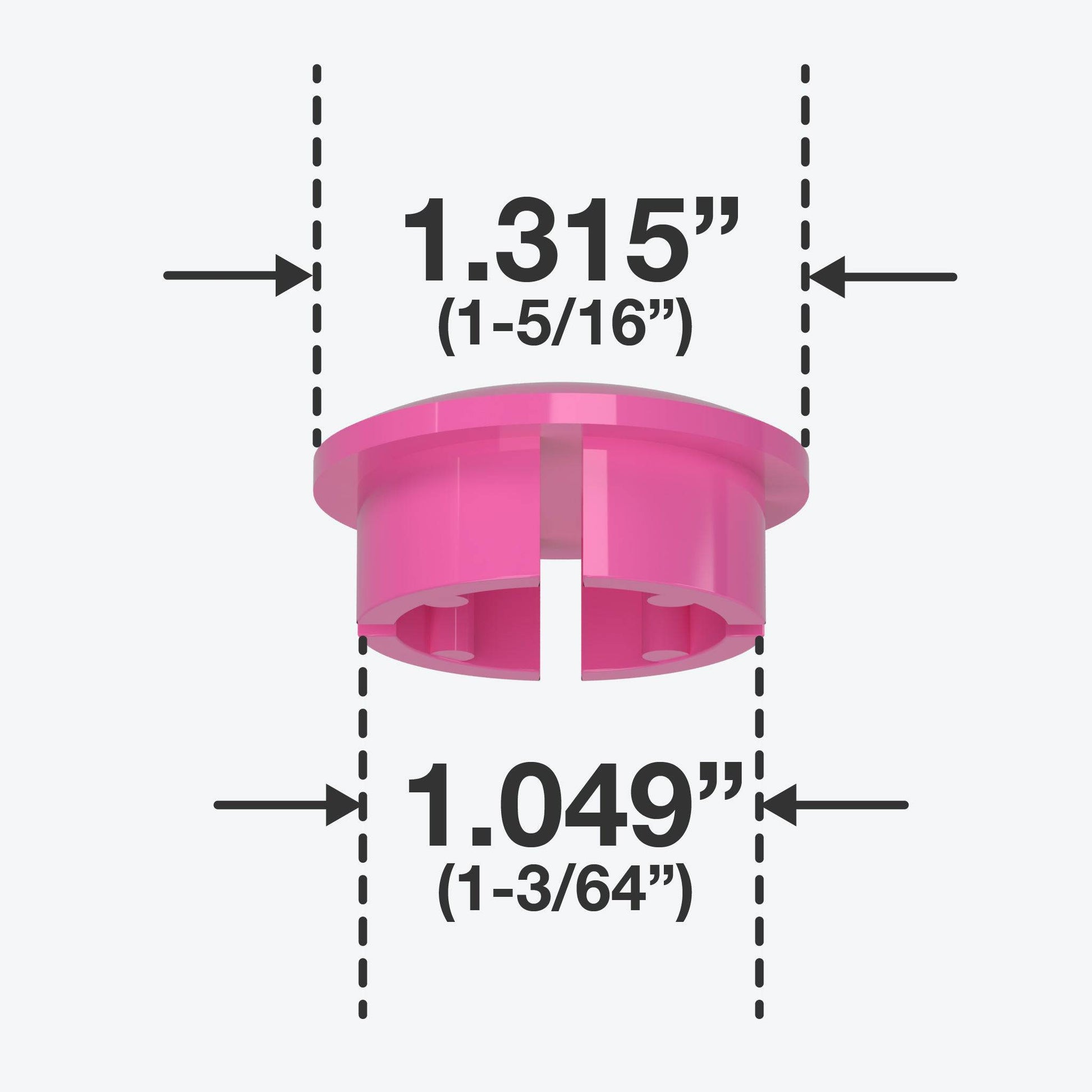 1 in. Internal Furniture Grade PVC Dome Cap - Pink - FORMUFIT