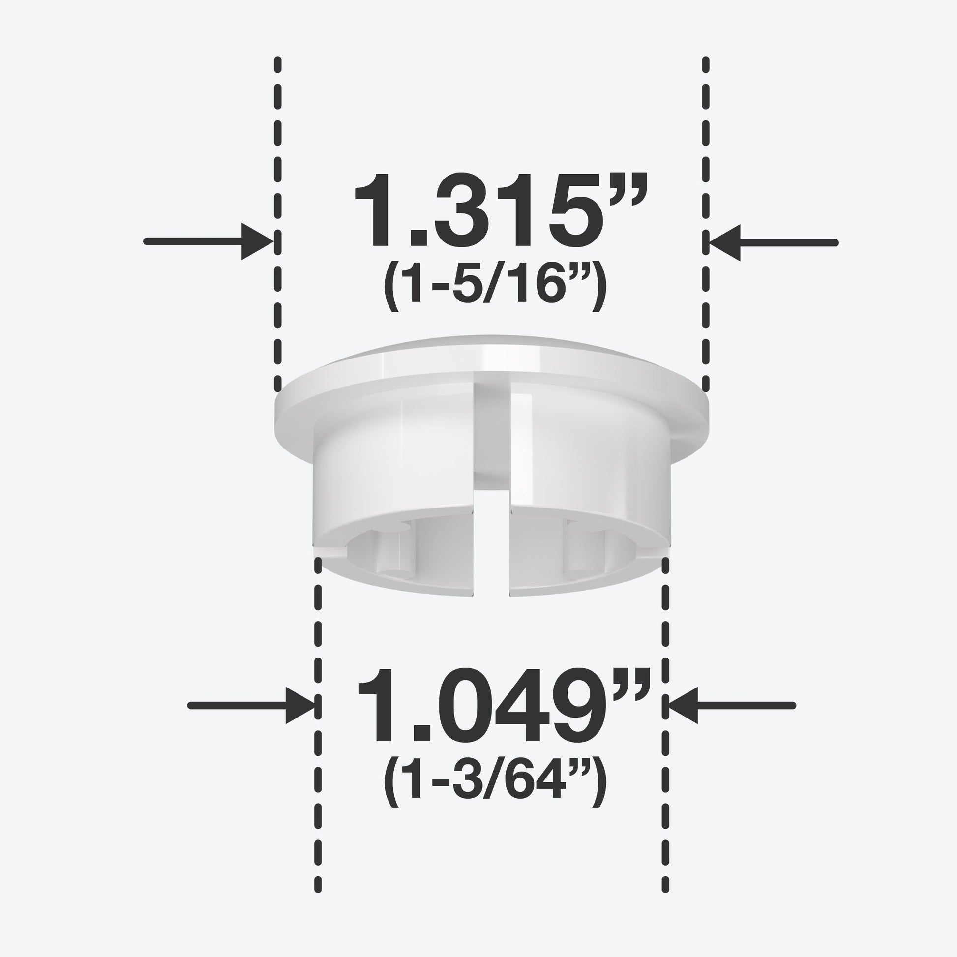 1 in. Internal Furniture Grade PVC Dome Cap - White - FORMUFIT