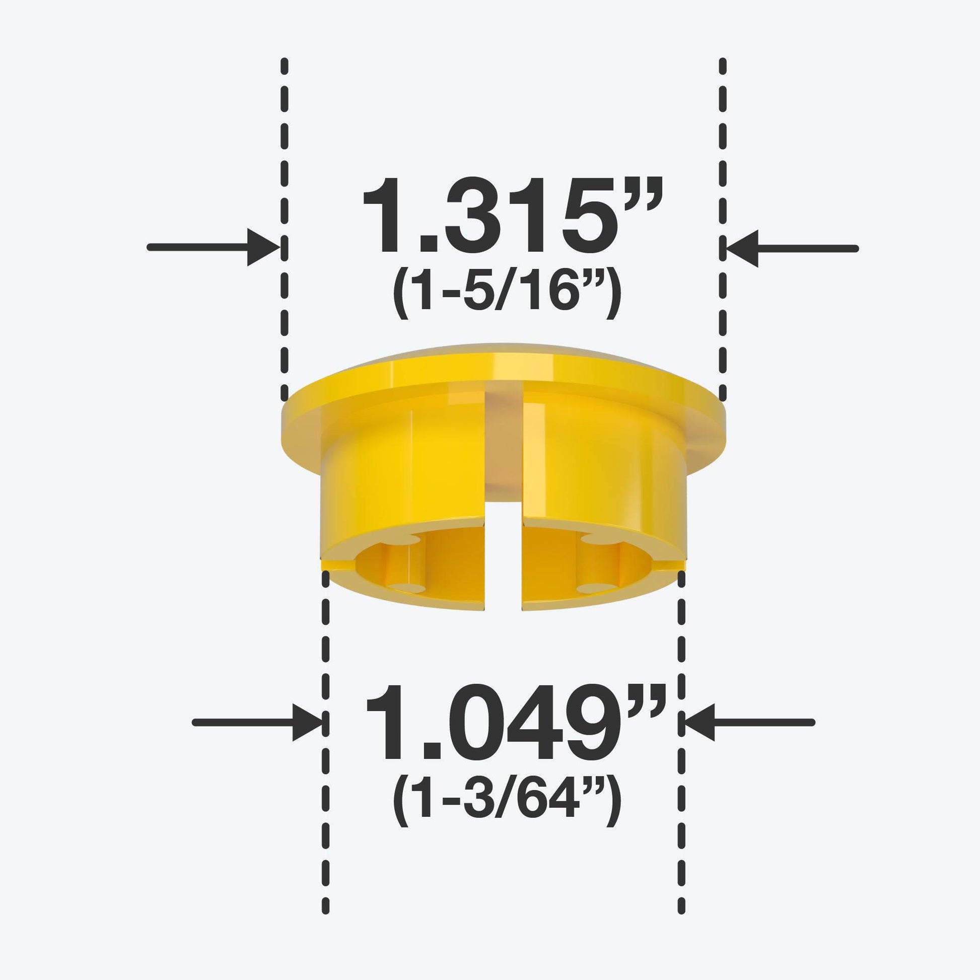 1 in. Internal Furniture Grade PVC Dome Cap - Yellow - FORMUFIT