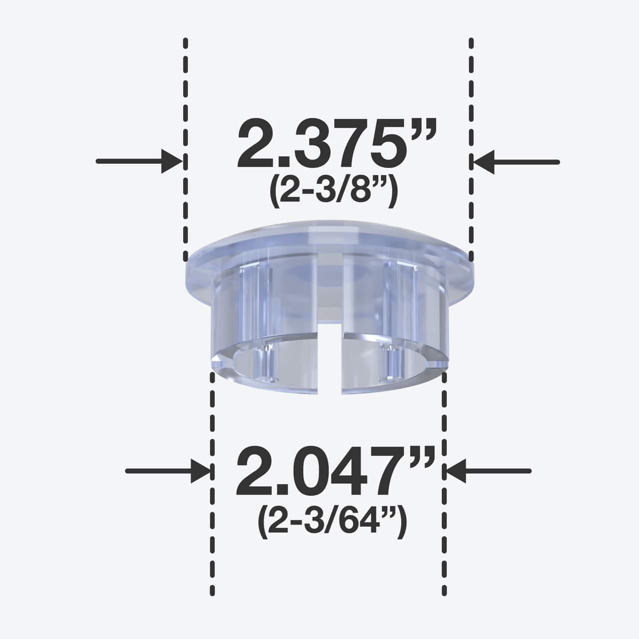 2 in. Internal Furniture Grade PVC Dome Cap - Clear - FORMUFIT