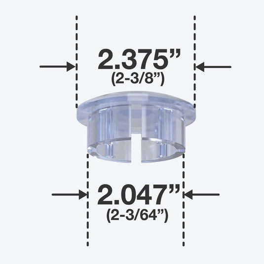 2 in. Internal Furniture Grade PVC Dome Cap - Clear - FORMUFIT