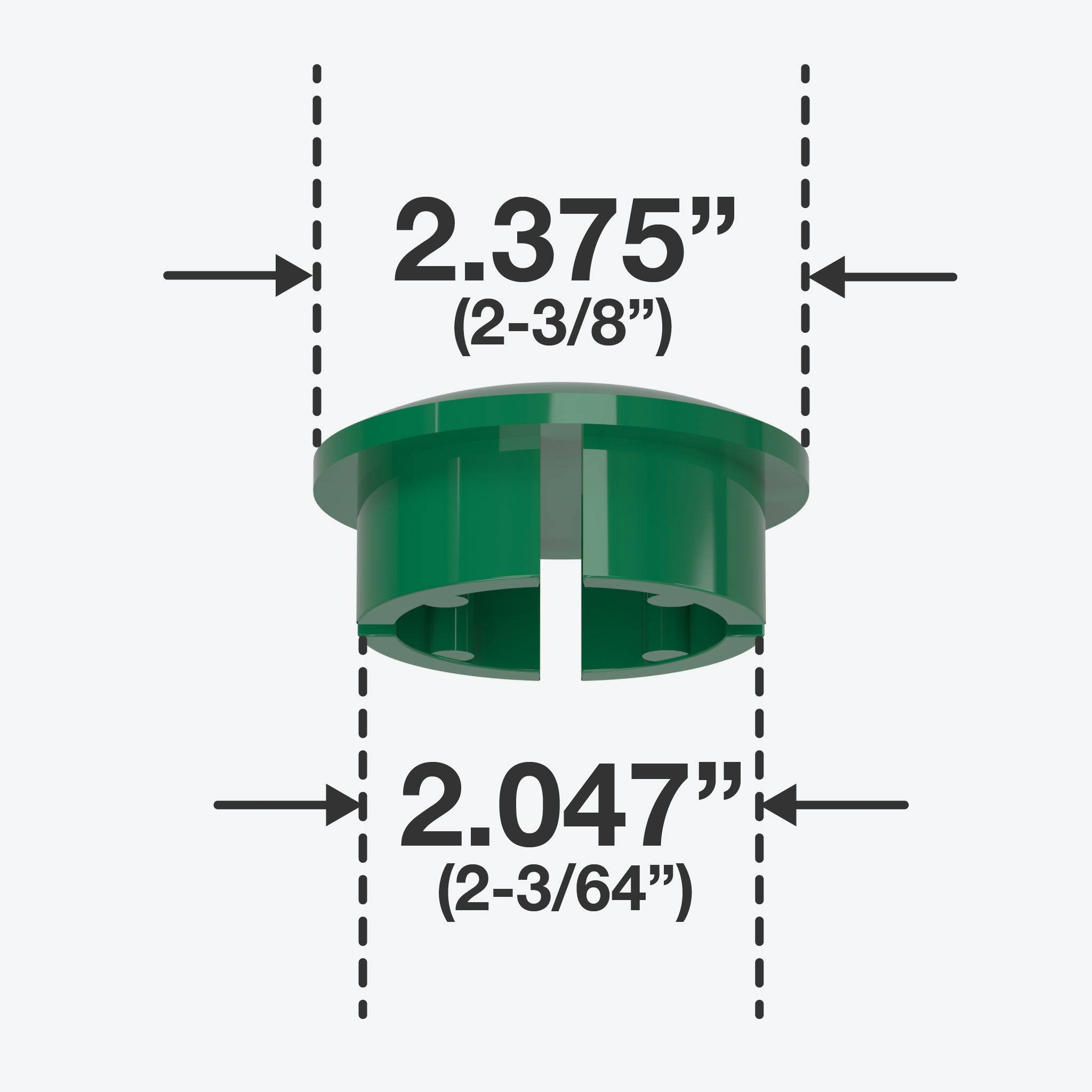 2 in. Internal Furniture Grade PVC Dome Cap - Green - FORMUFIT