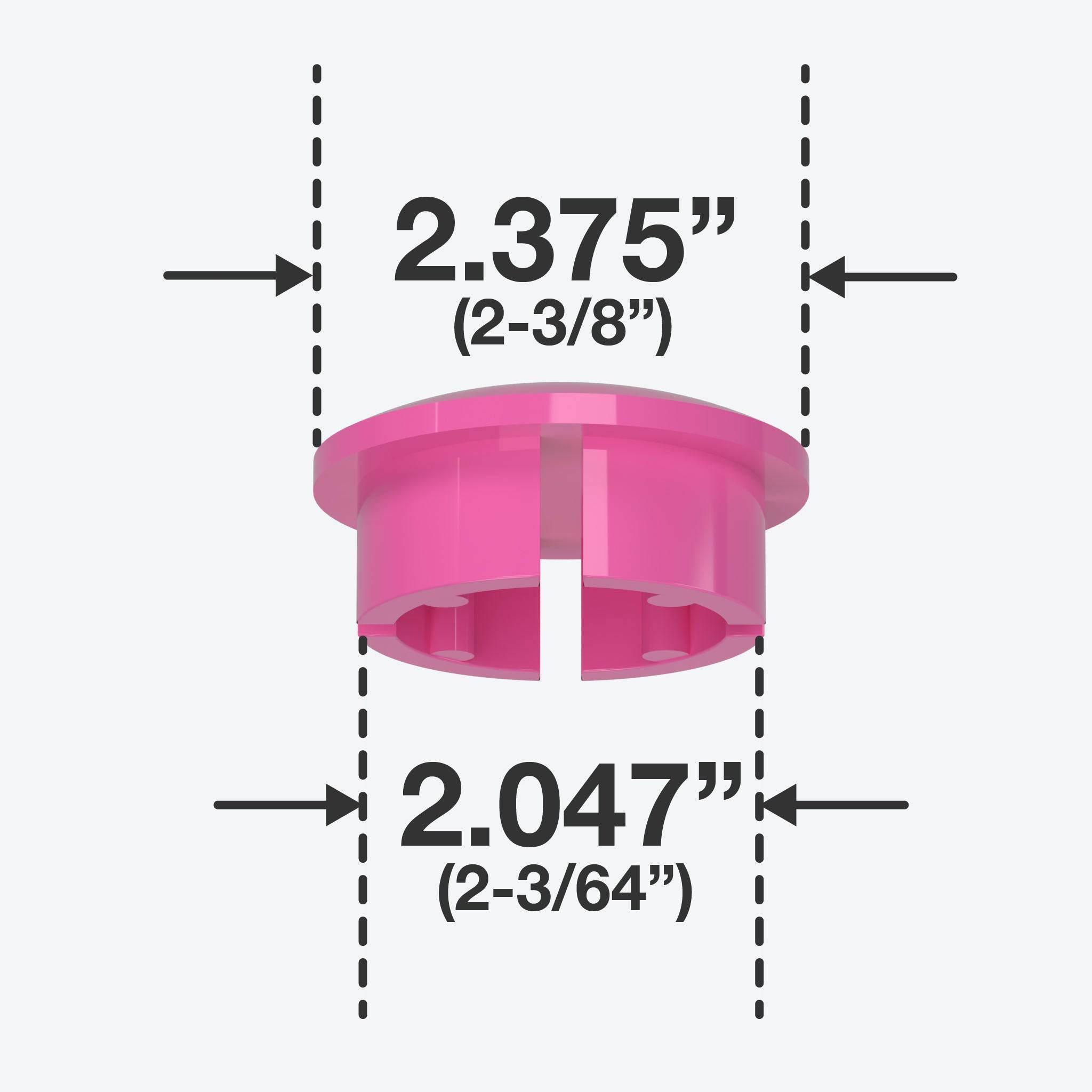 2 in. Internal Furniture Grade PVC Dome Cap - Pink - FORMUFIT