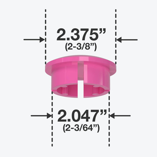 2 in. Internal Furniture Grade PVC Dome Cap - Pink - FORMUFIT