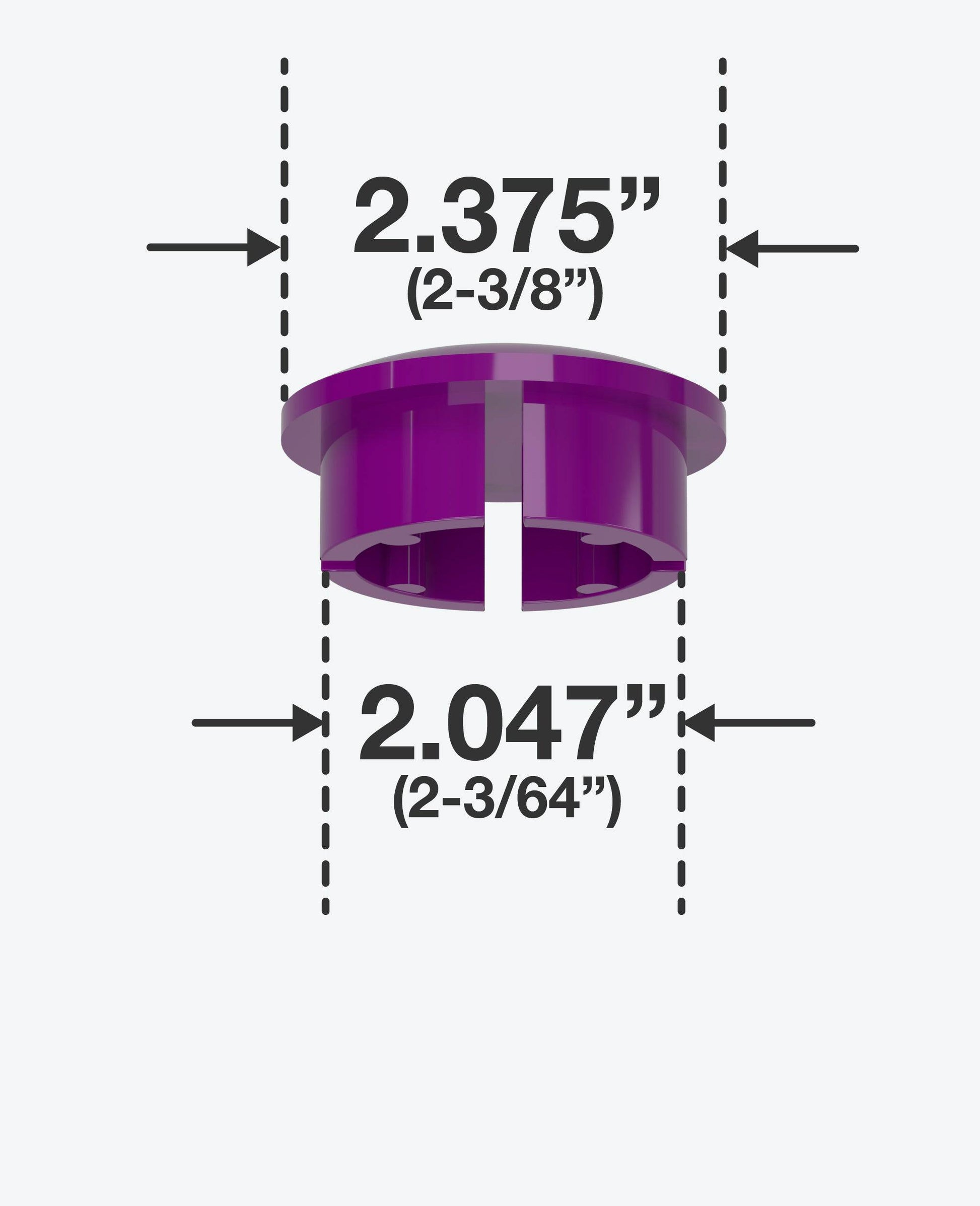 2 in. Internal Furniture Grade PVC Dome Cap - Purple - FORMUFIT