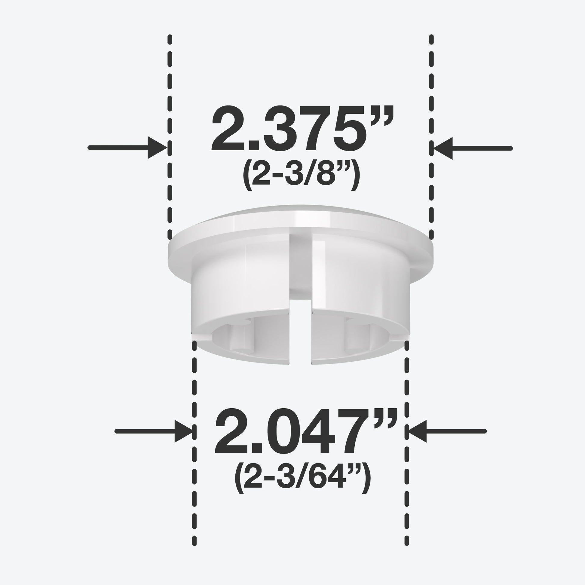 2 in. Internal Furniture Grade PVC Dome Cap - White - FORMUFIT