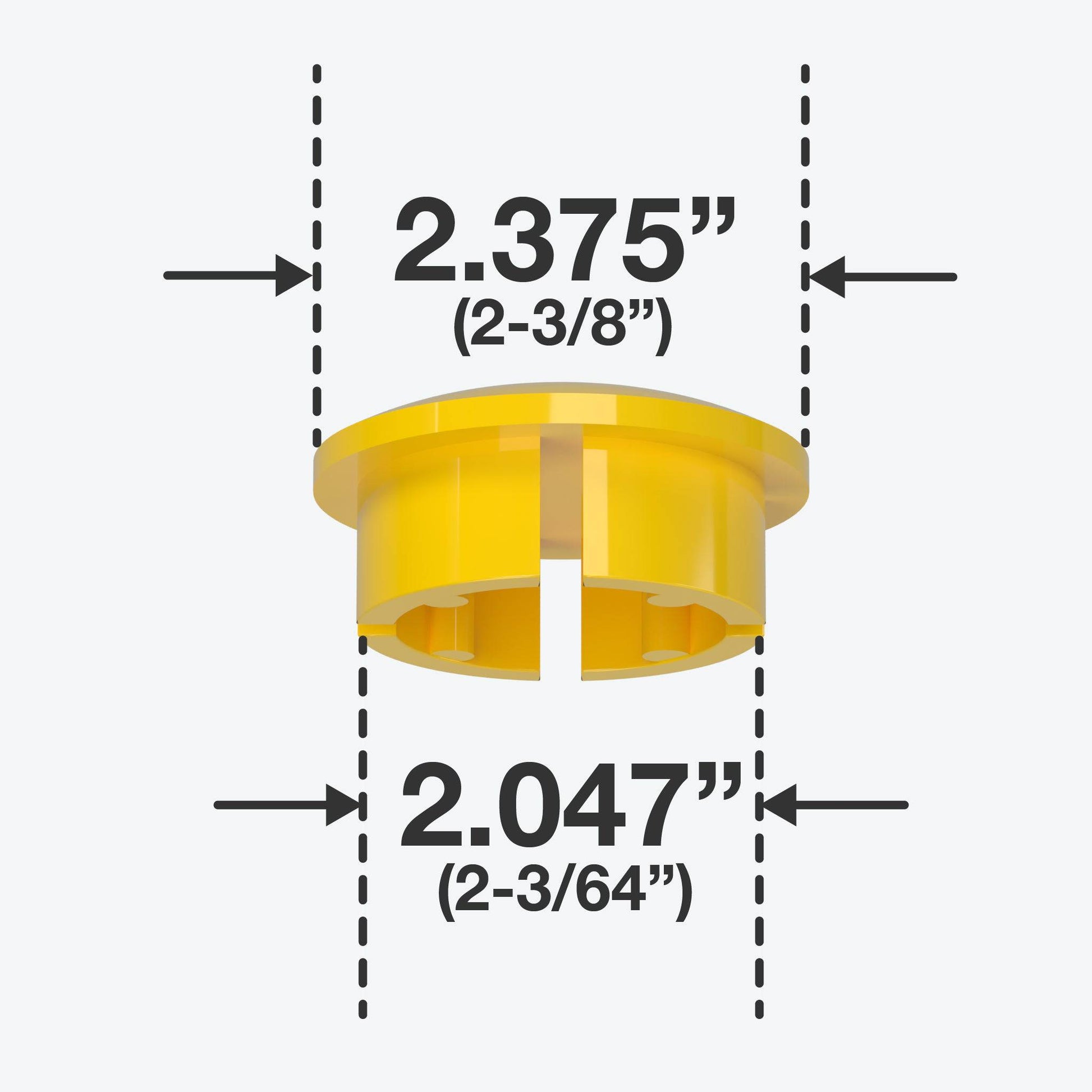 2 in. Internal Furniture Grade PVC Dome Cap - Yellow - FORMUFIT