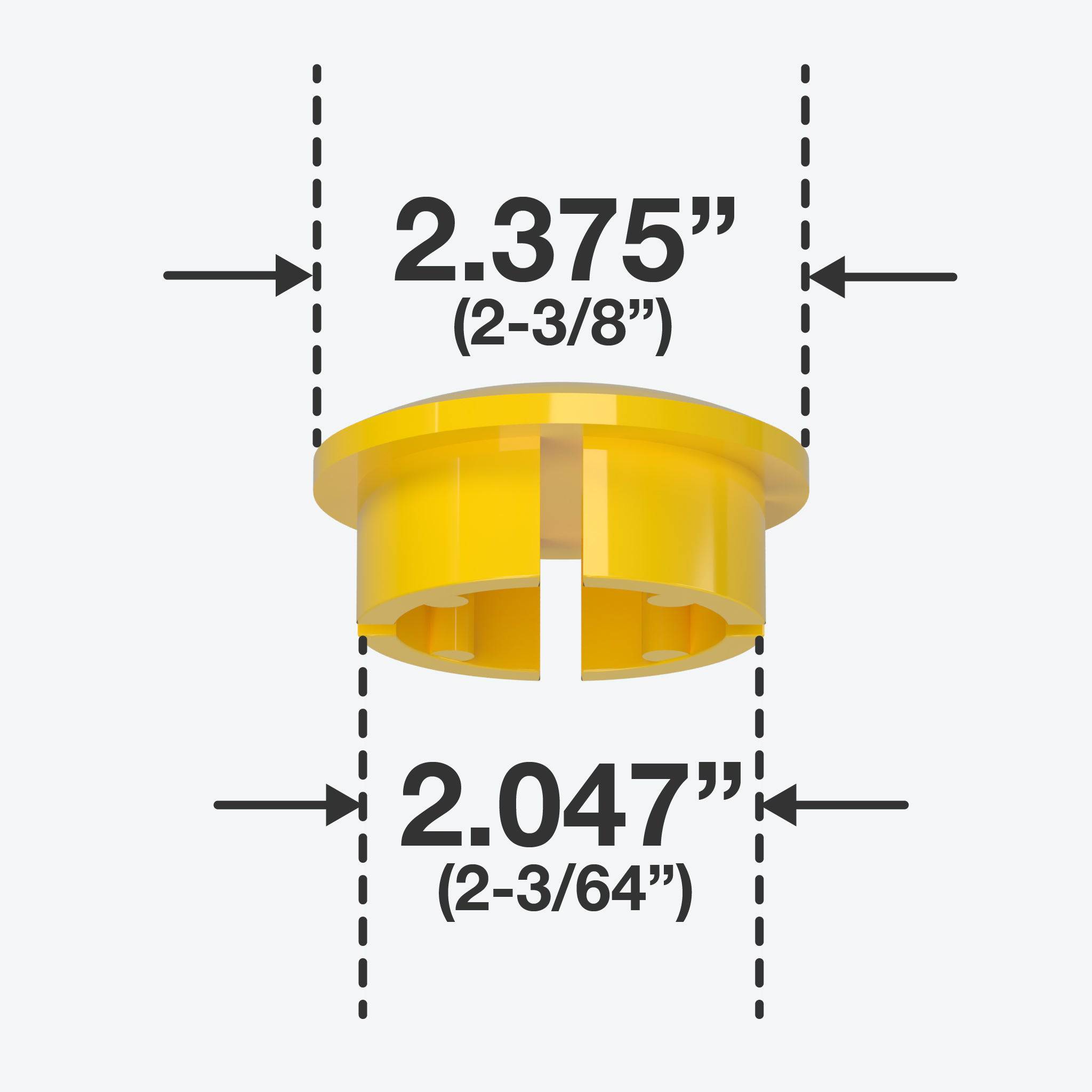 2 in. Internal Furniture Grade PVC Dome Cap - Yellow - FORMUFIT