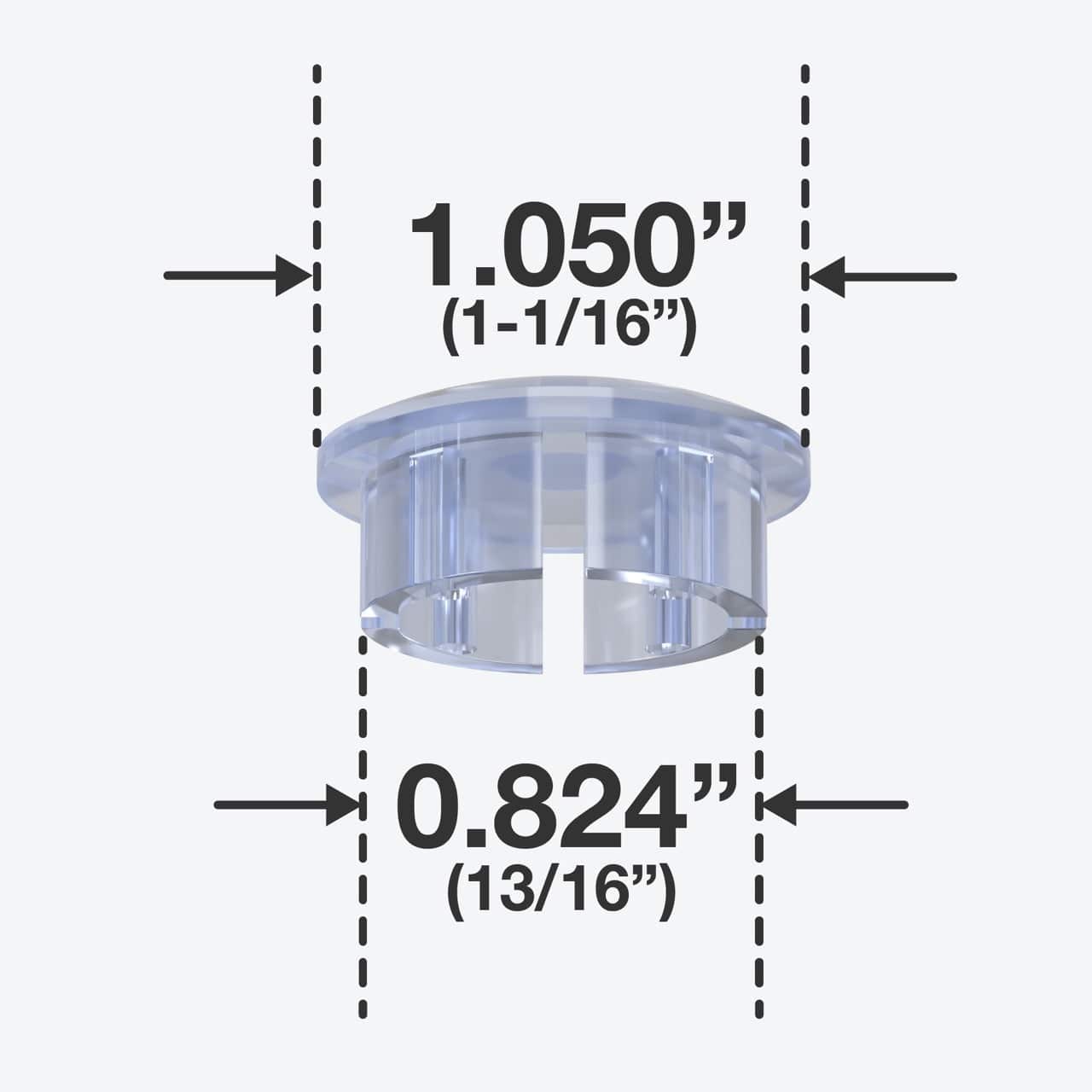 3/4 in. Internal Furniture Grade PVC Dome Cap - Clear - FORMUFIT