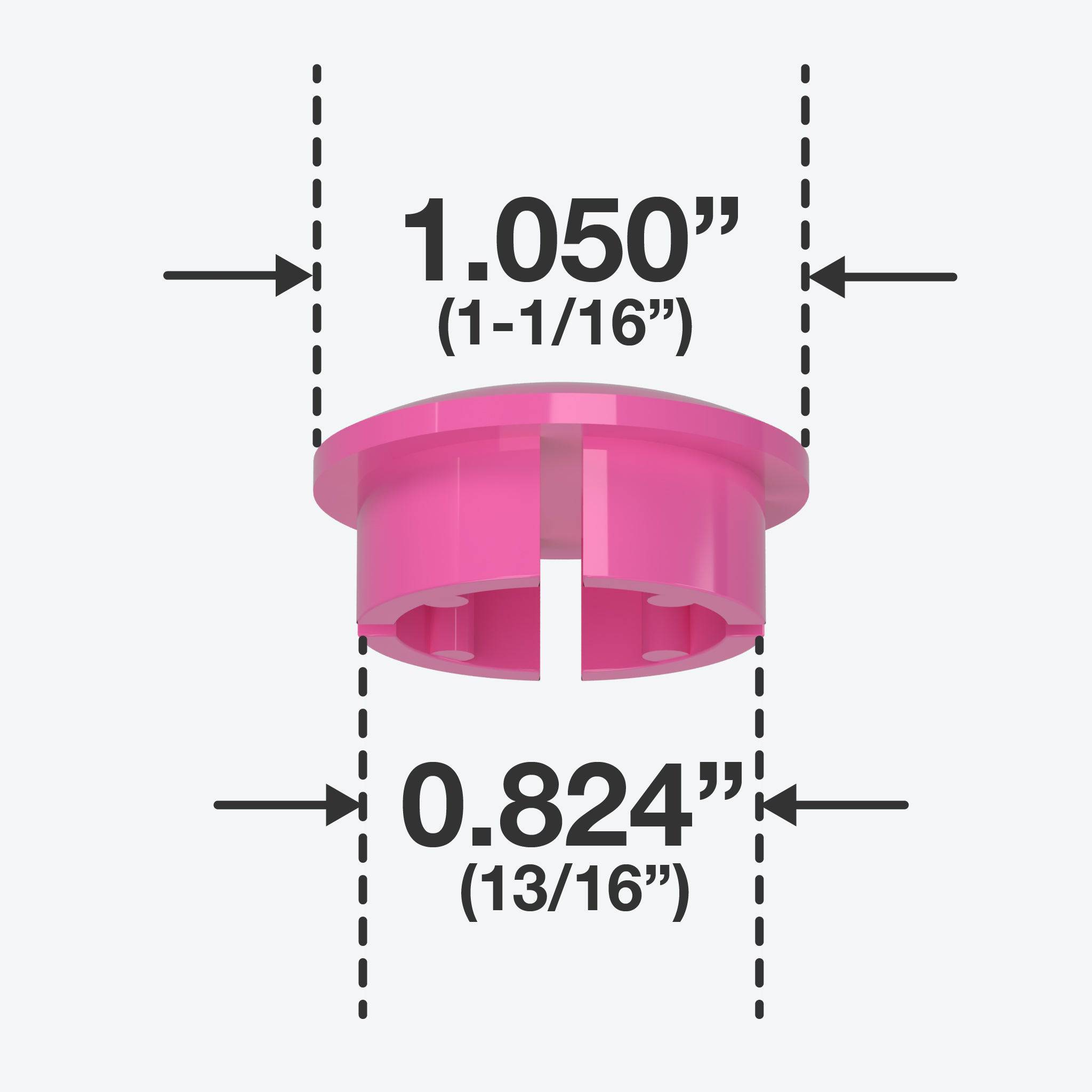 3/4 in. Internal Furniture Grade PVC Dome Cap - Pink - FORMUFIT