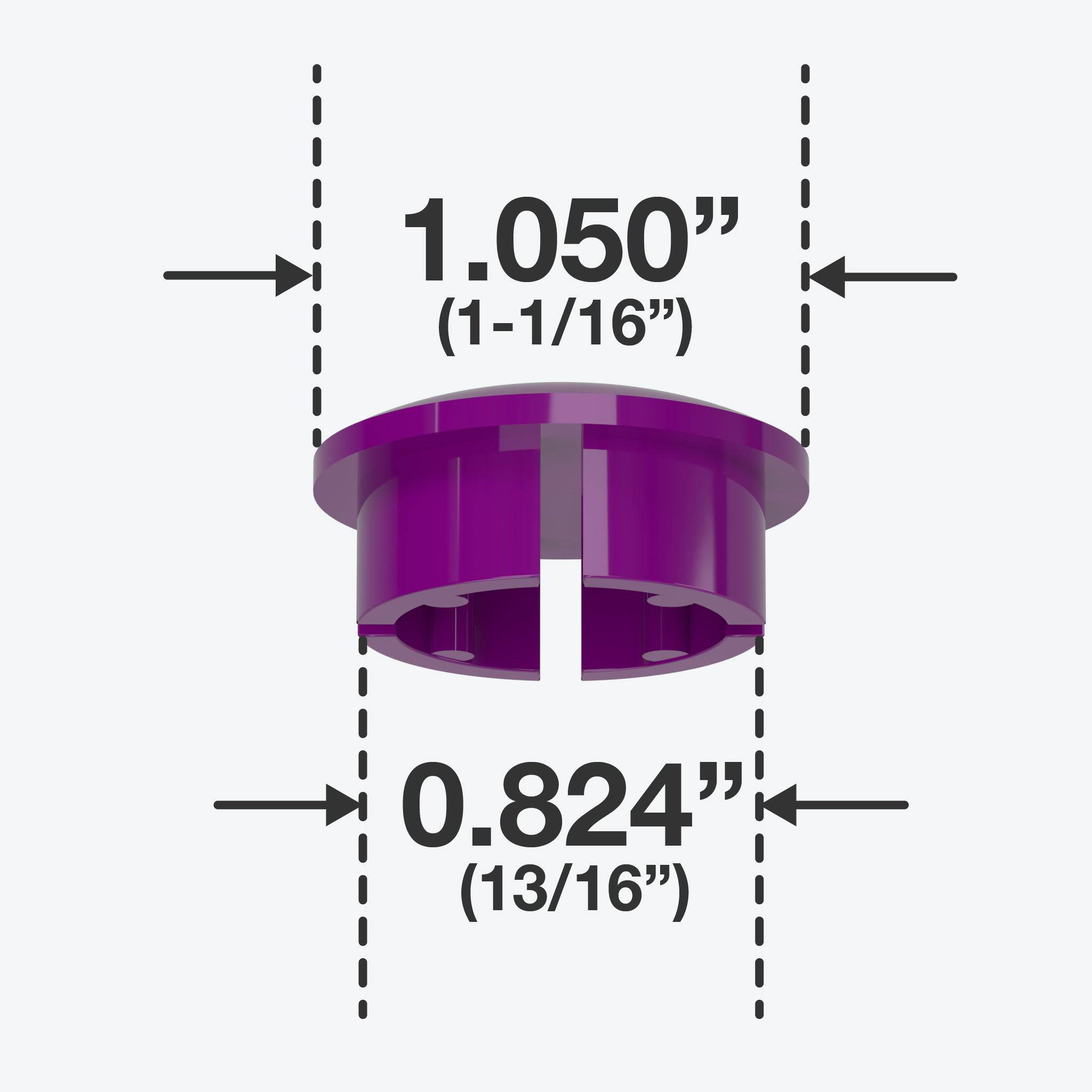 3/4 in. Internal Furniture Grade PVC Dome Cap - Purple - FORMUFIT