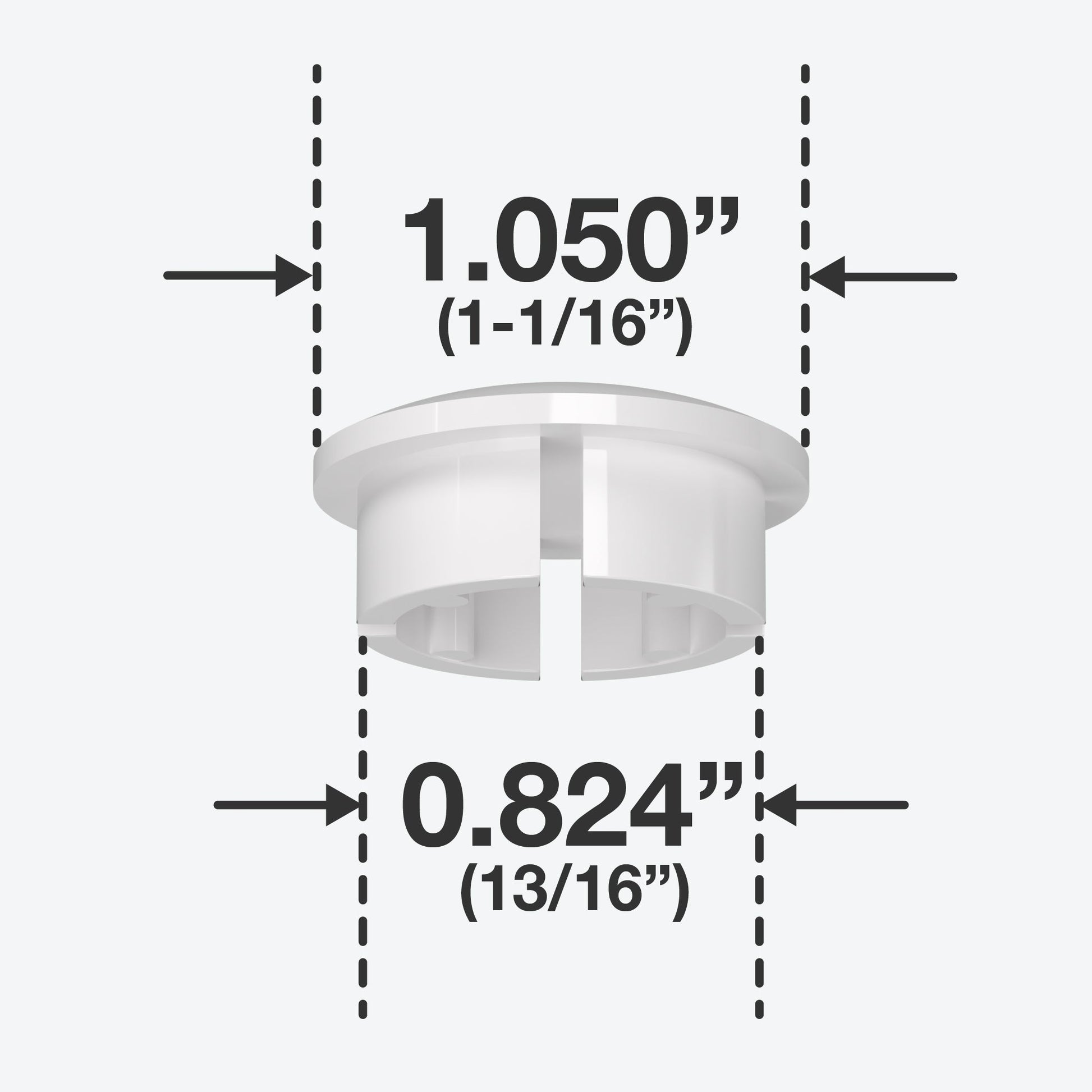 3/4 in. Internal Furniture Grade PVC Dome Cap - White - FORMUFIT