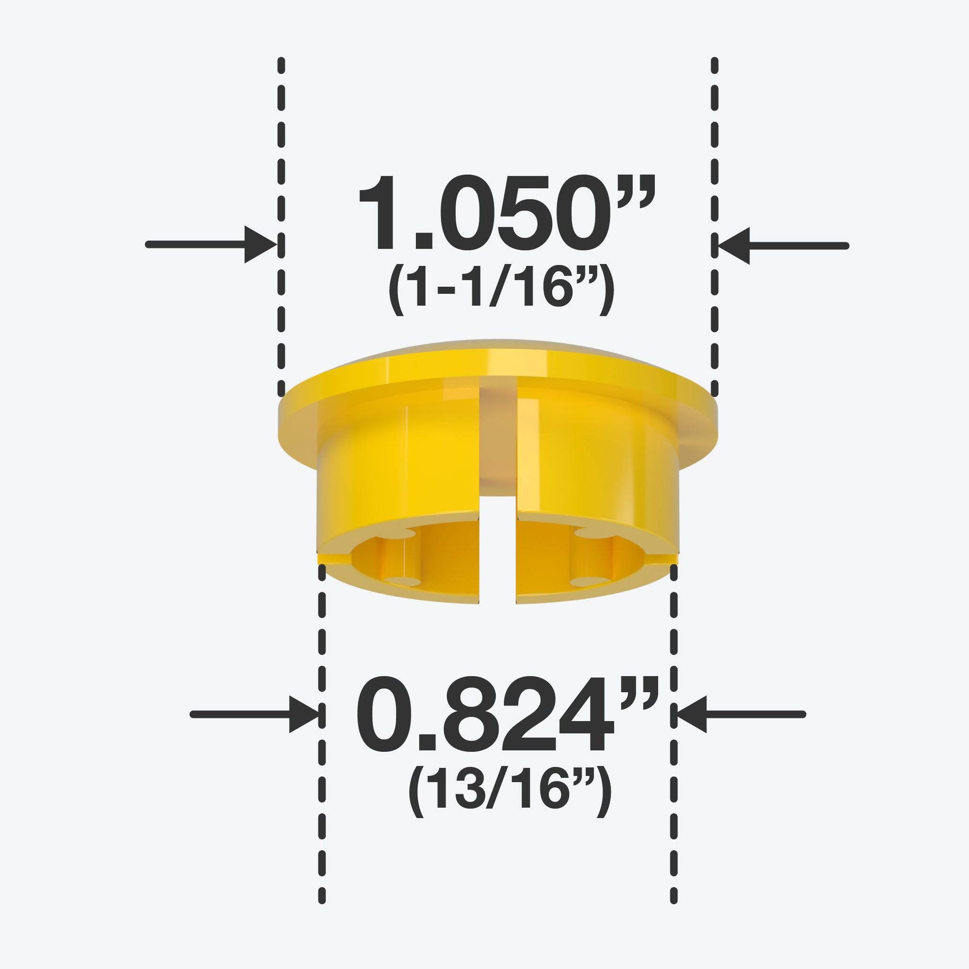 3/4 in. Internal Furniture Grade PVC Dome Cap - Yellow - FORMUFIT