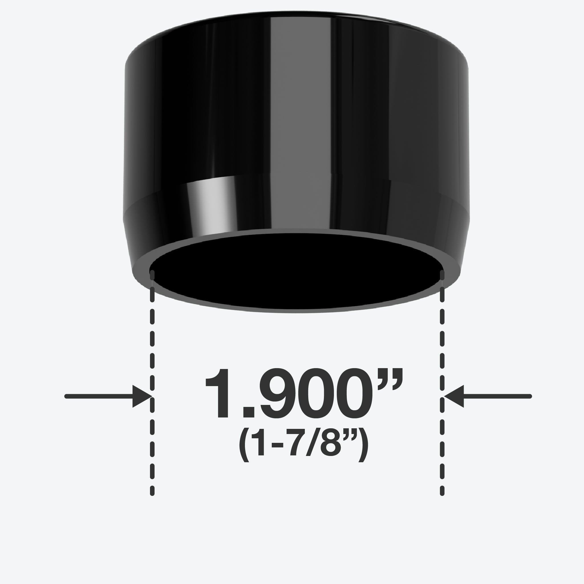 1-1/2 in. External Flat Furniture Grade PVC End Cap - Black - FORMUFIT