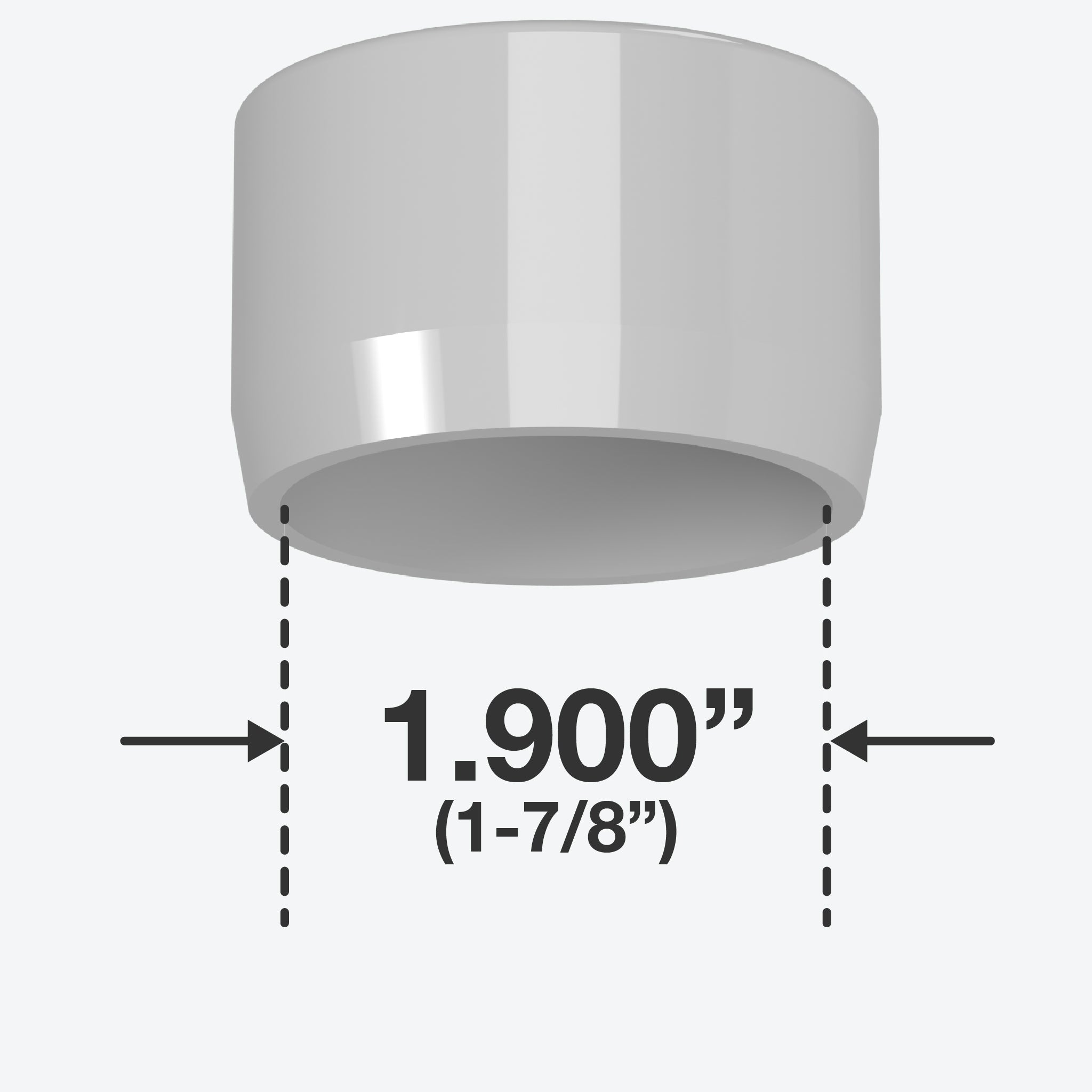 1-1/2 in. External Flat Furniture Grade PVC End Cap - Gray - FORMUFIT