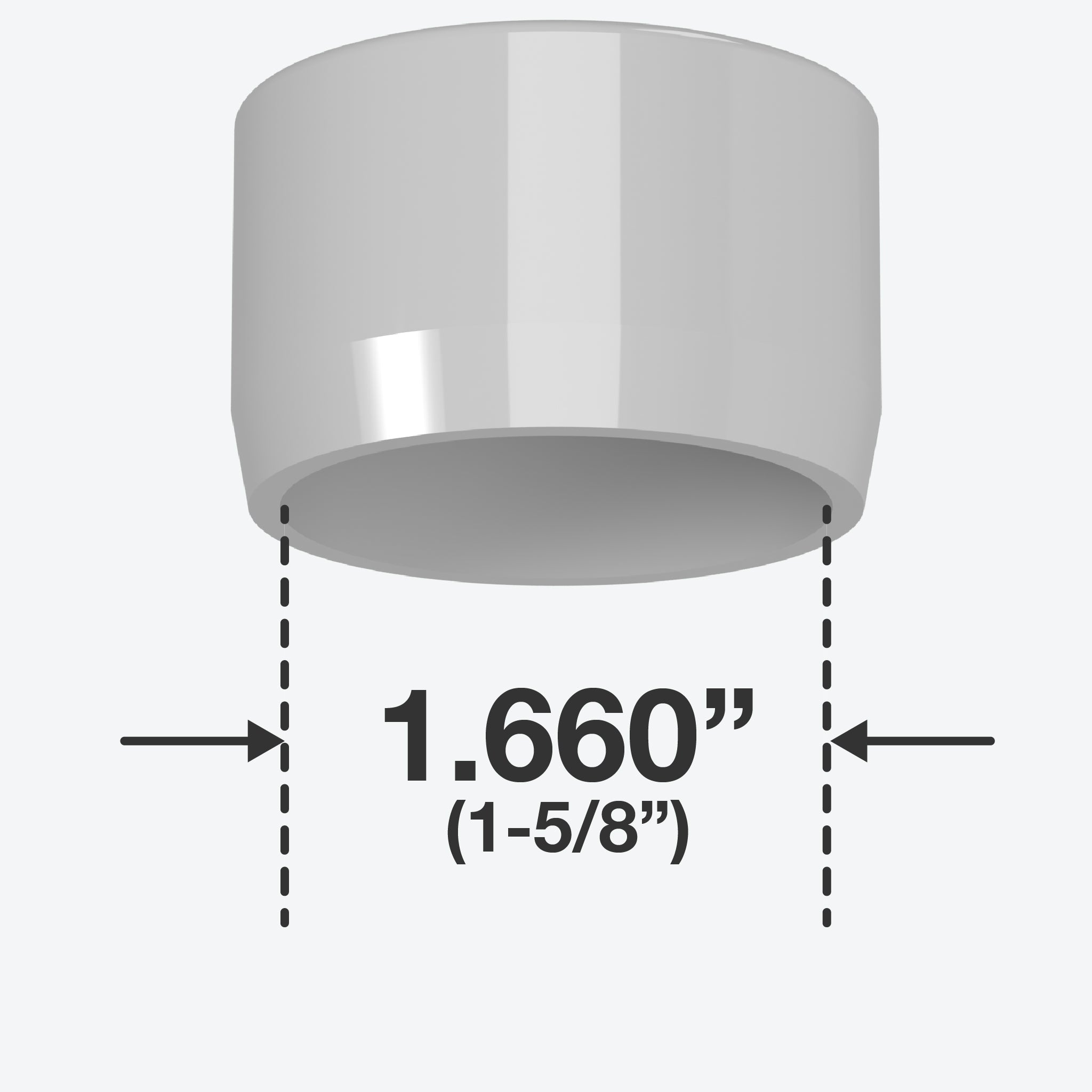 1-1/4 in. External Flat Furniture Grade PVC End Cap - Gray - FORMUFIT