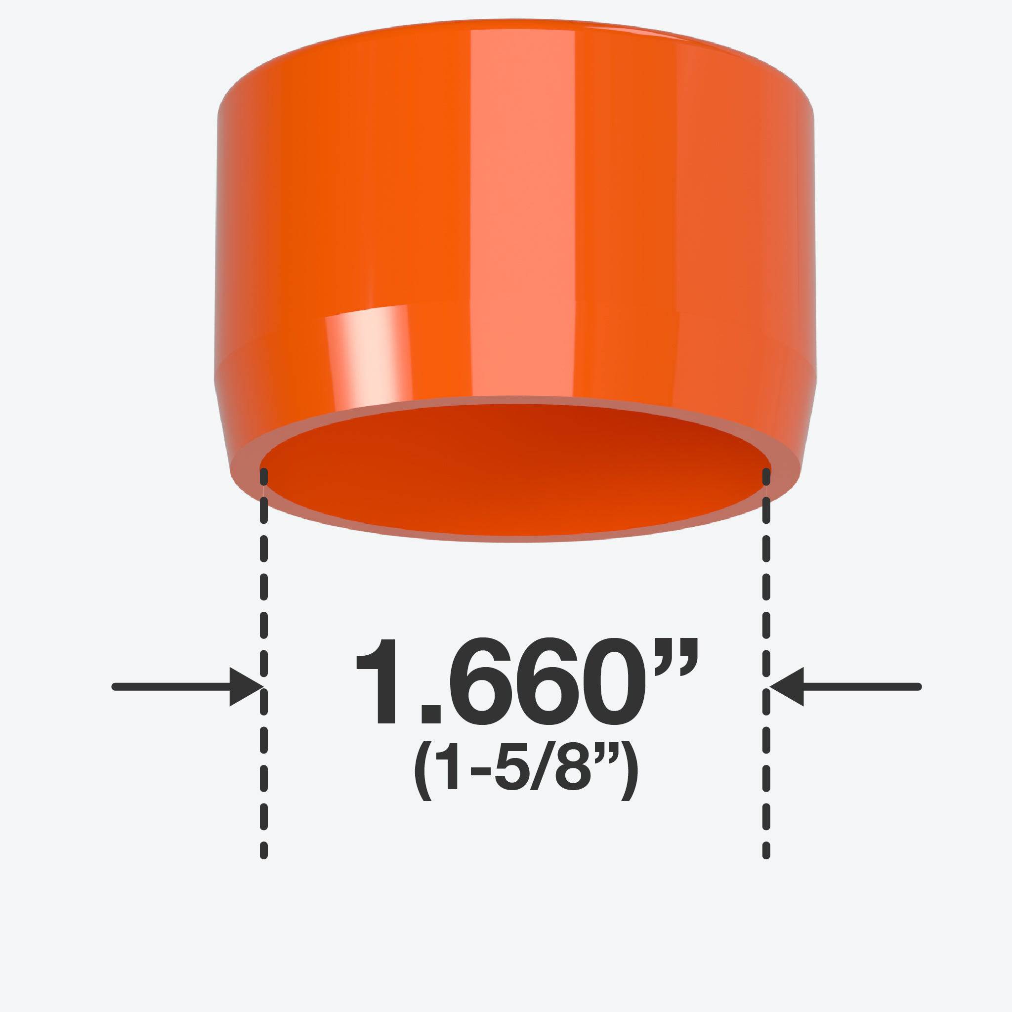 1-1/4 in. External Flat Furniture Grade PVC End Cap - Orange - FORMUFIT