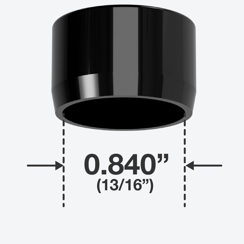Load image into Gallery viewer, 1/2 in. External Flat Furniture Grade PVC End Cap - Black - FORMUFIT
