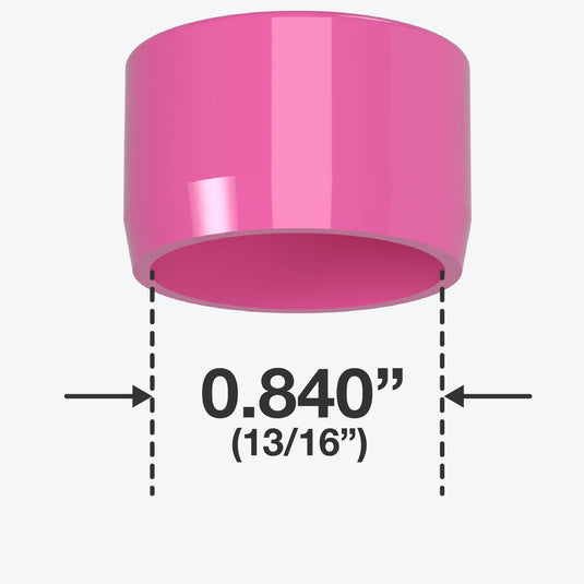 1/2 in. External Flat Furniture Grade PVC End Cap - Pink - FORMUFIT