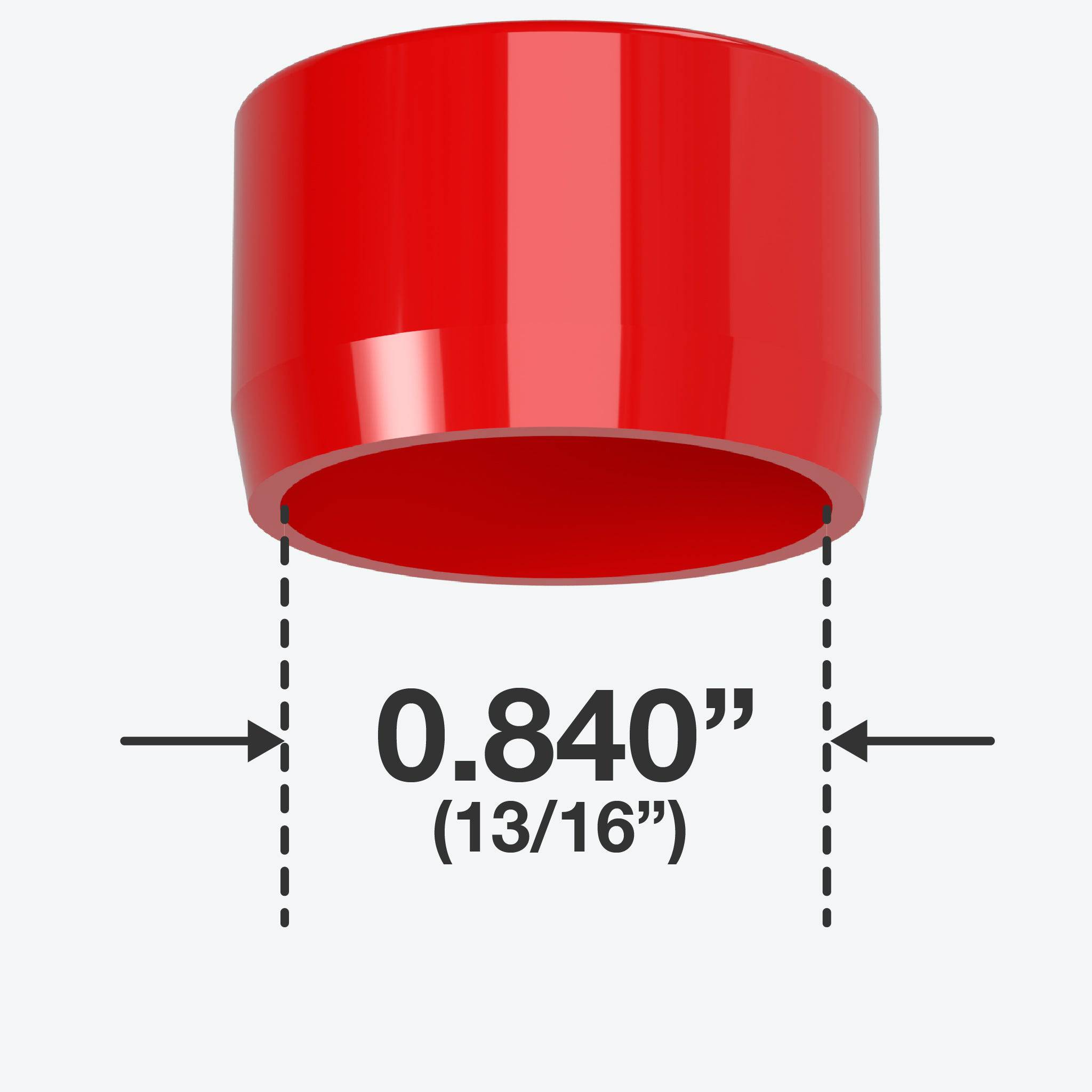 1/2 in. External Flat Furniture Grade PVC End Cap - Red - FORMUFIT