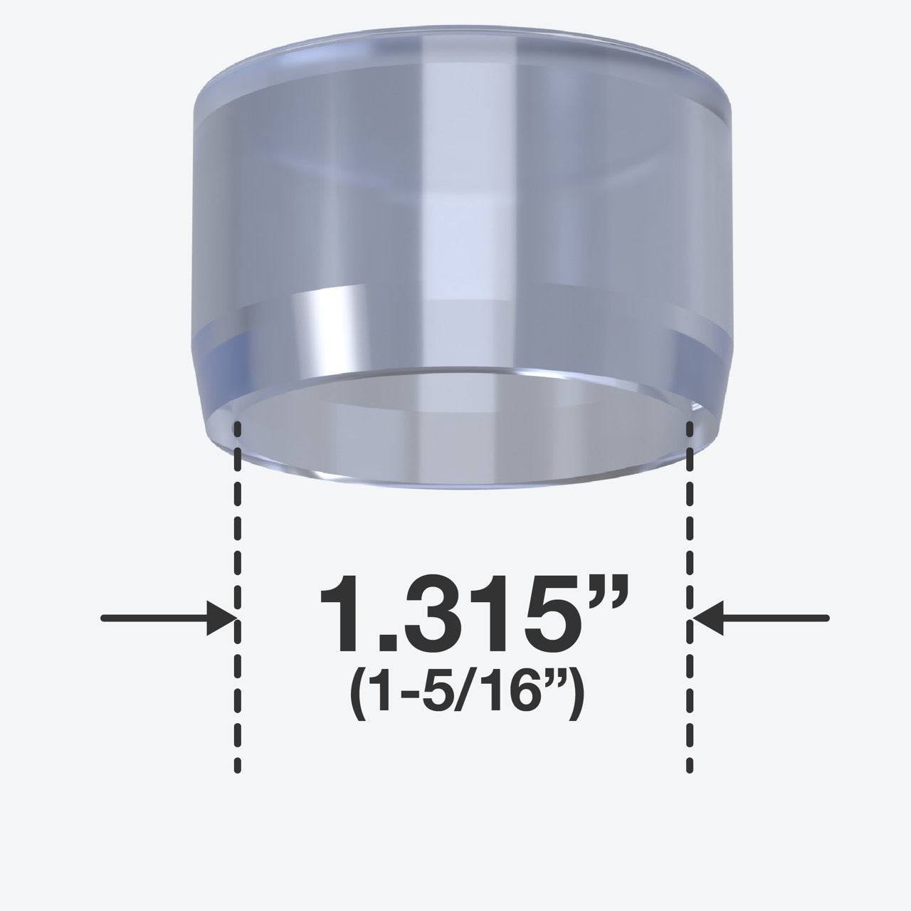 1 in. External Flat Furniture Grade PVC End Cap - Clear - FORMUFIT