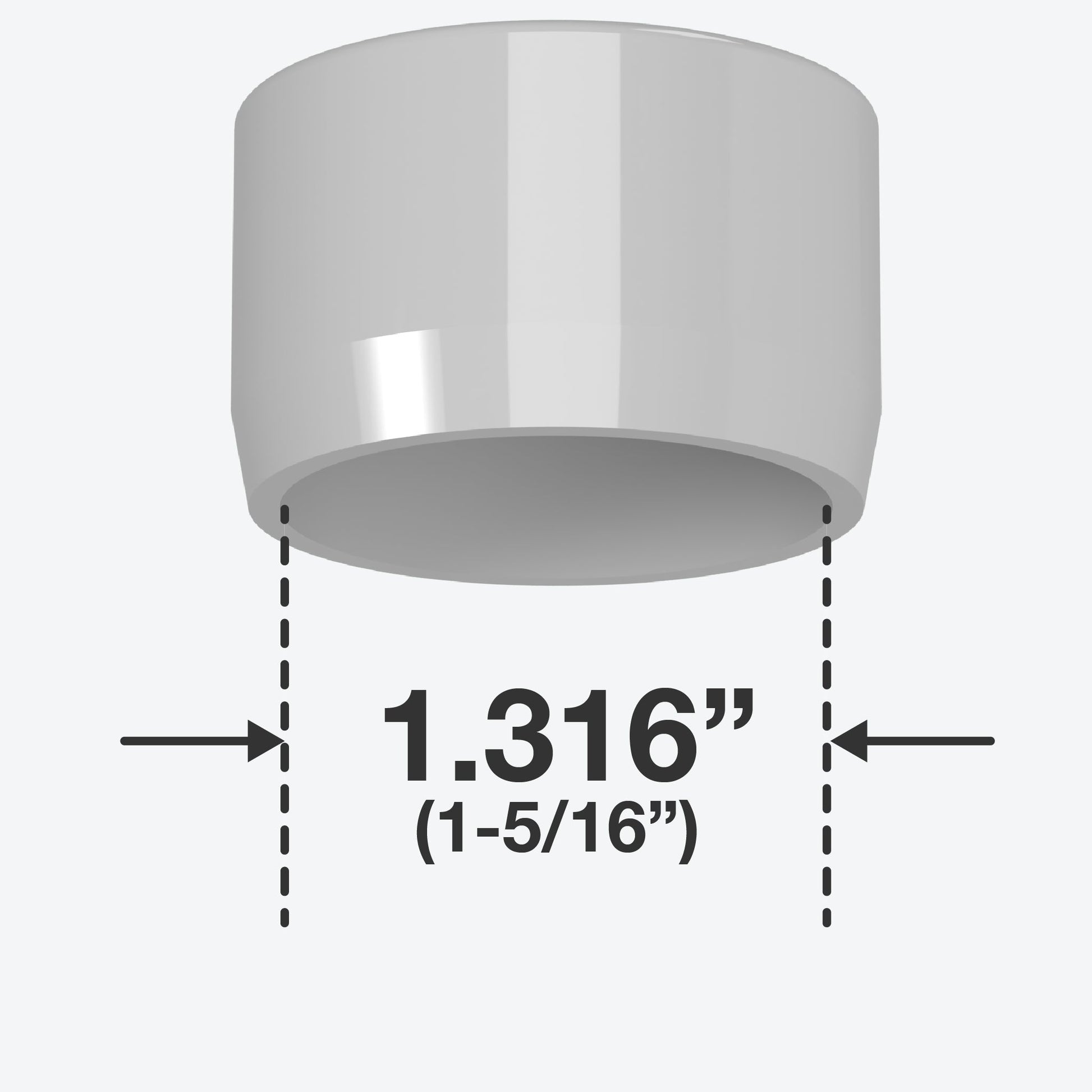 1 in. External Flat Furniture Grade PVC End Cap - Gray - FORMUFIT