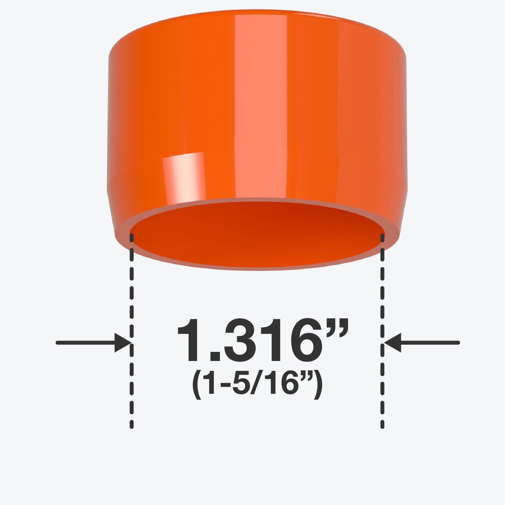 1 in. External Flat Furniture Grade PVC End Cap - Orange - FORMUFIT