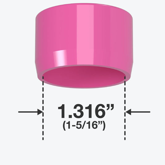 1 in. External Flat Furniture Grade PVC End Cap - Pink - FORMUFIT