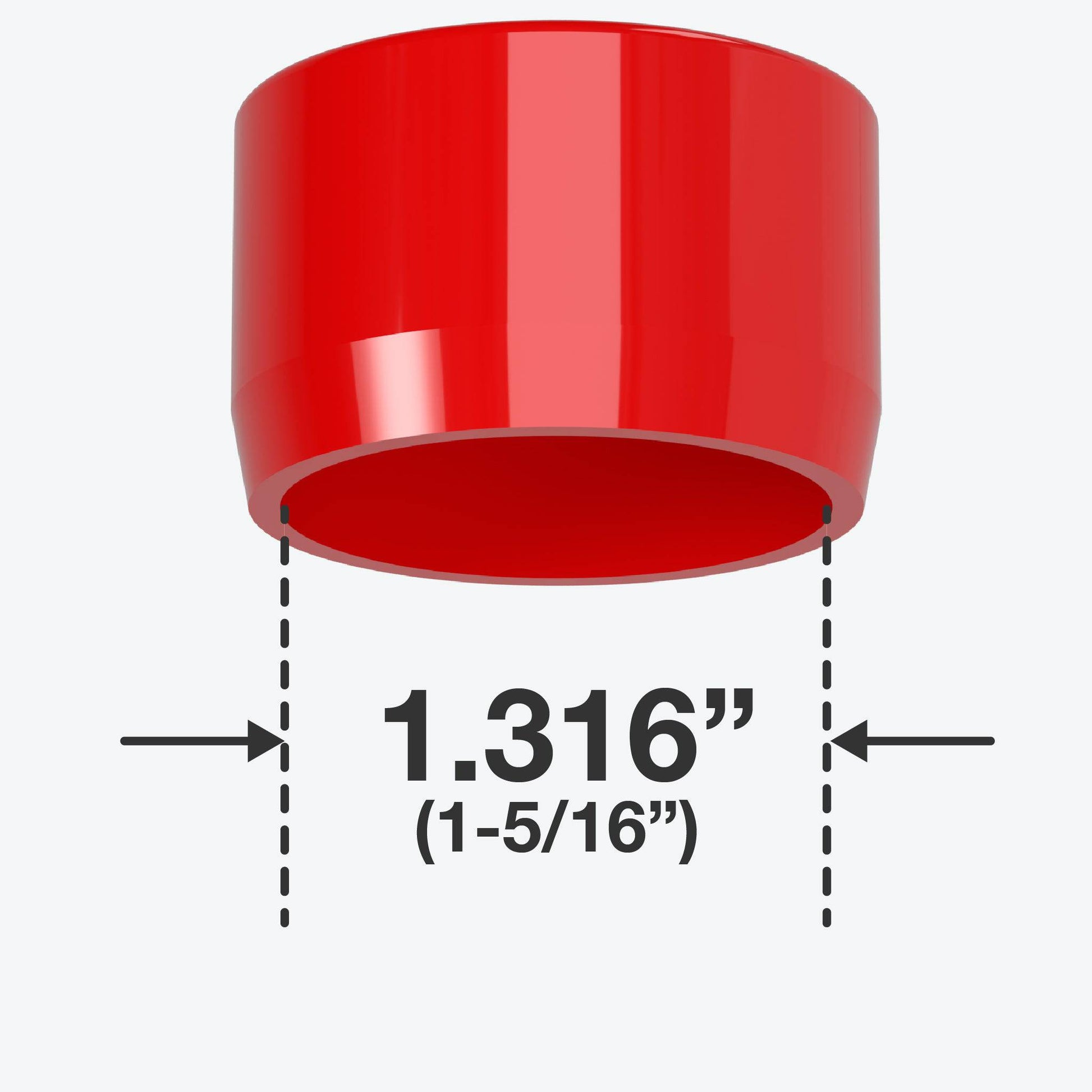 1 in. External Flat Furniture Grade PVC End Cap - Red - FORMUFIT