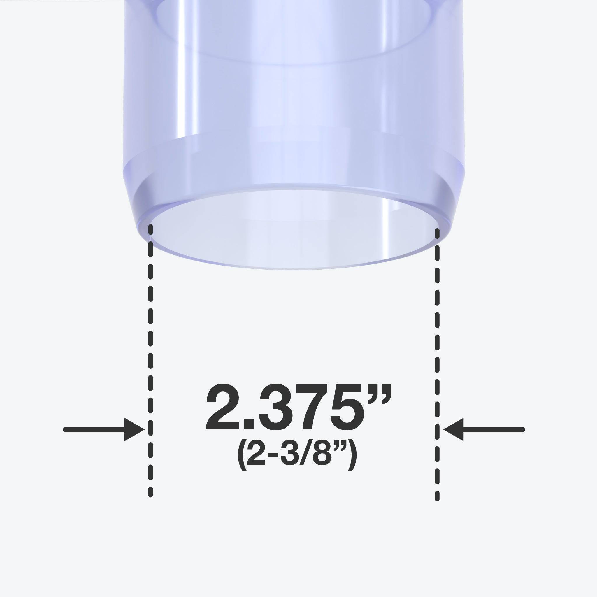 2 in. External Furniture Grade PVC Coupling - Clear - FORMUFIT