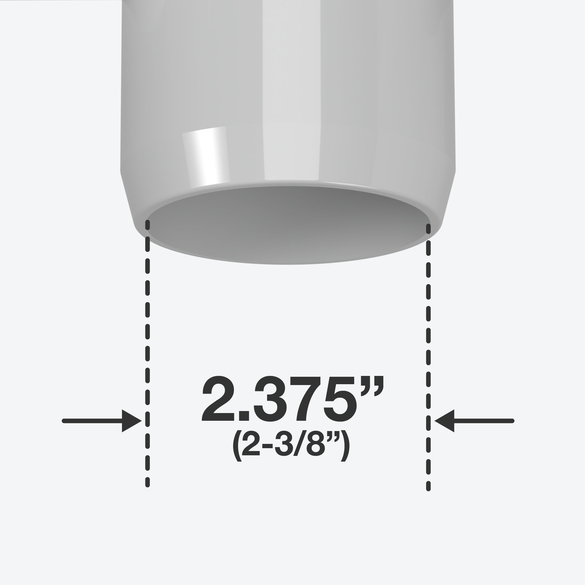 2 in. External Furniture Grade PVC Coupling - Gray - FORMUFIT